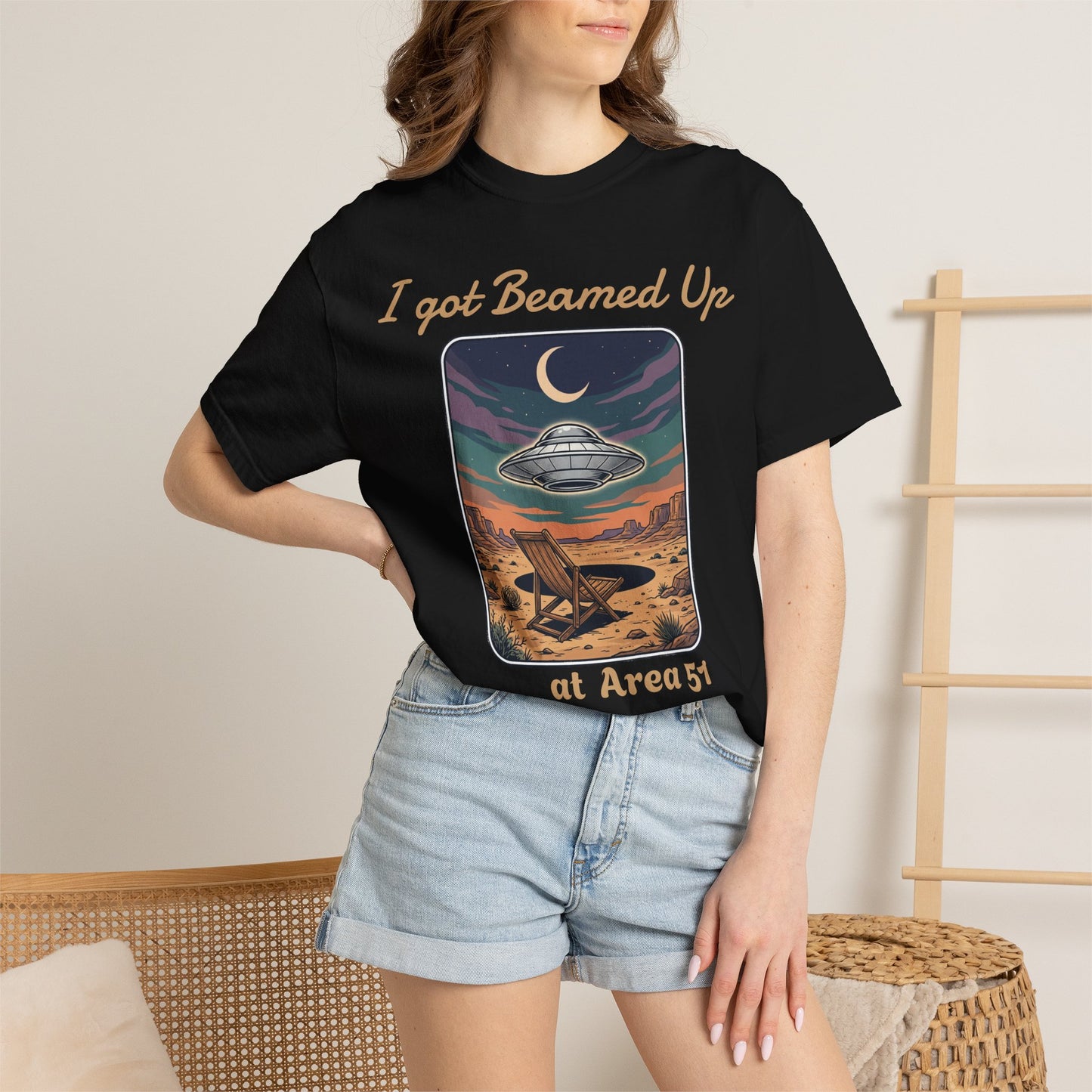 Area 51 UFO T-Shirt — "I Got Beamed Up at Area 51" Vintage Alien Graphic Tee
