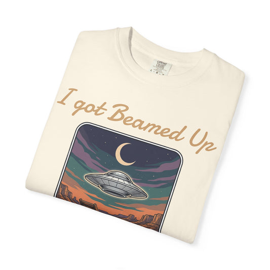 Area 51 UFO T-Shirt — "I Got Beamed Up at Area 51" Vintage Alien Graphic Tee