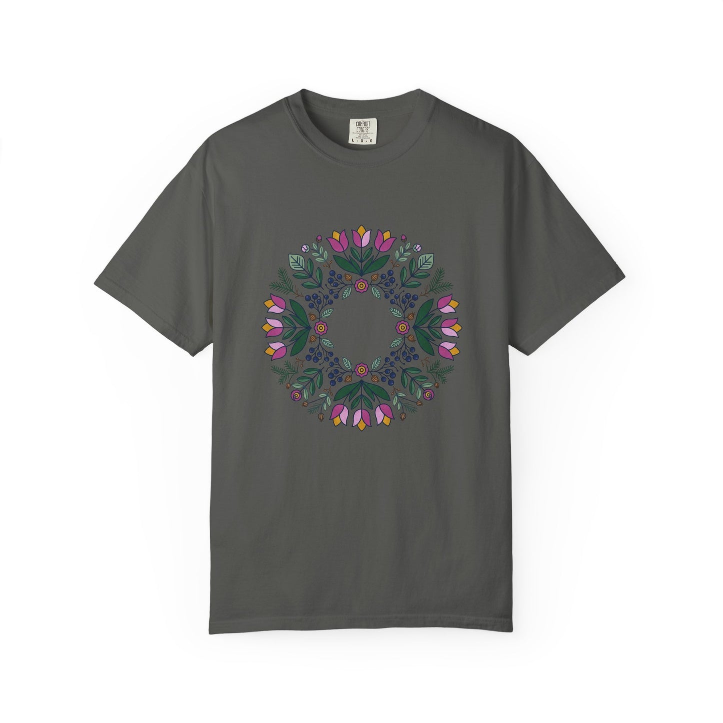 Floral Wreath T-Shirt — Botanical Circle Graphic Tee