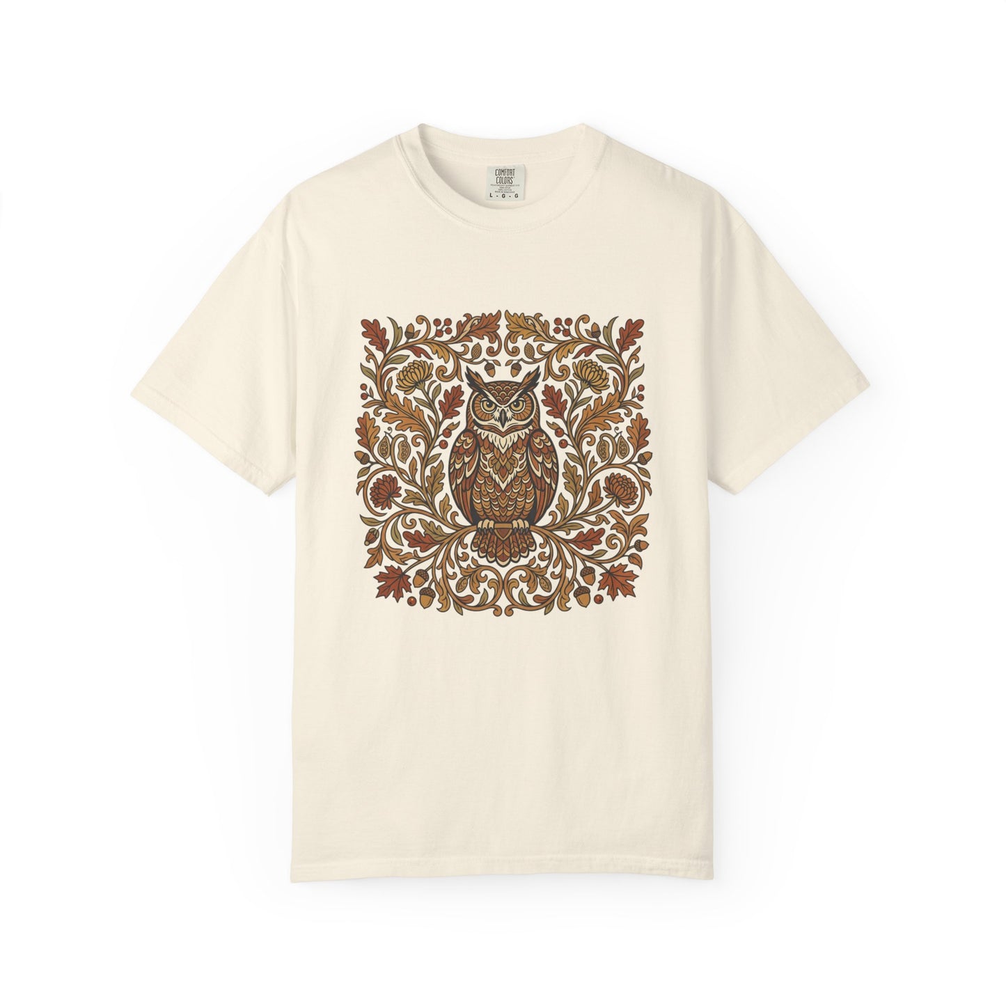 Vintage Floral Owl T-Shirt — Autumn Folk Art Graphic Tee