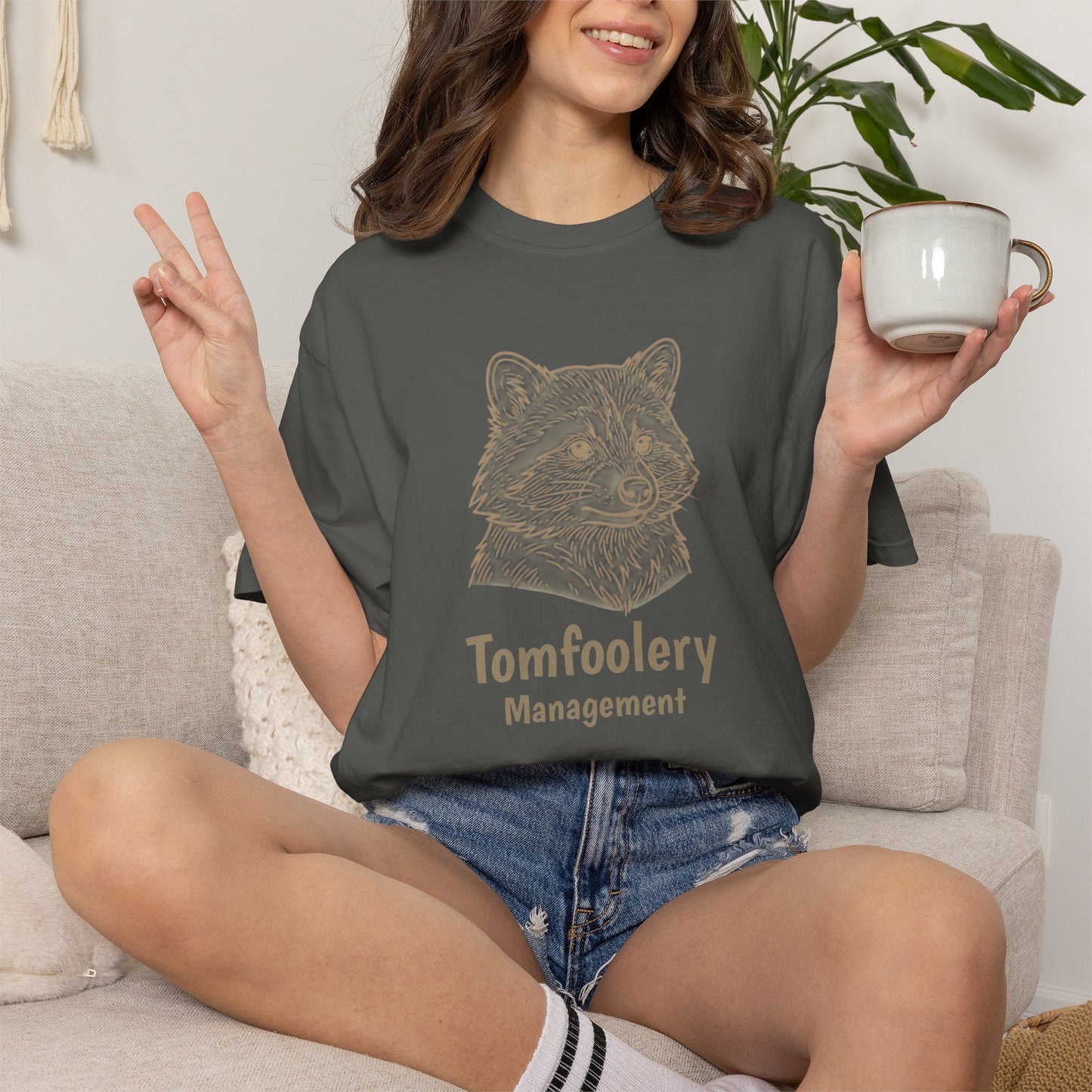 Tomfoolery Management T-Shirt — Raccoon Illustration Graphic Tee