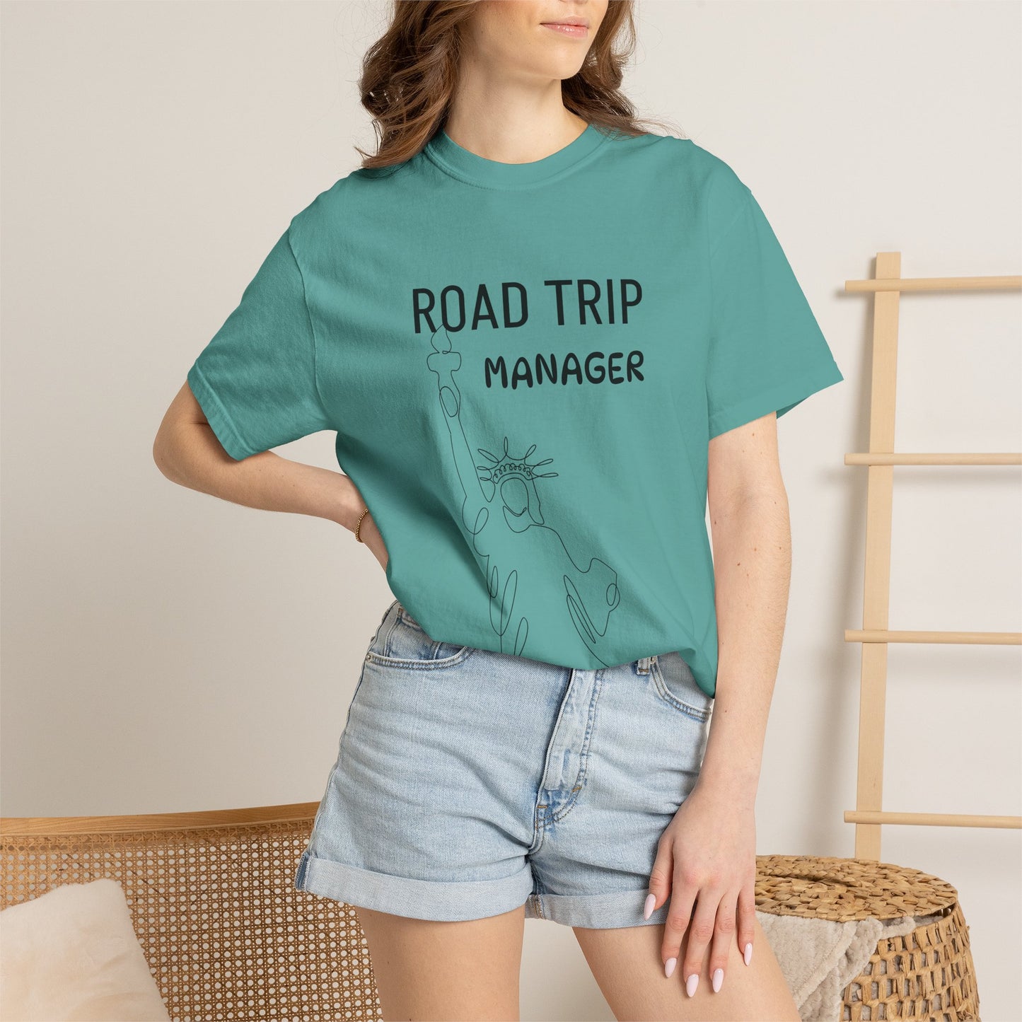 Road Trip Manager T-Shirt — Funny Travel Tee with Retro Line Art