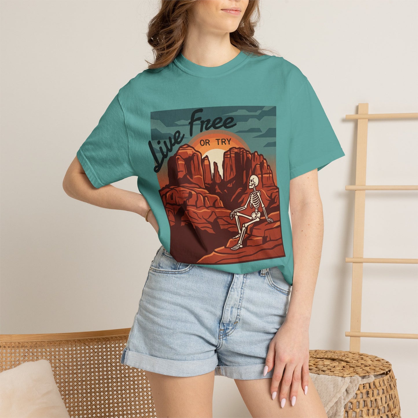 Live Free or Try T-Shirt — Desert Skeleton Graphic Tee