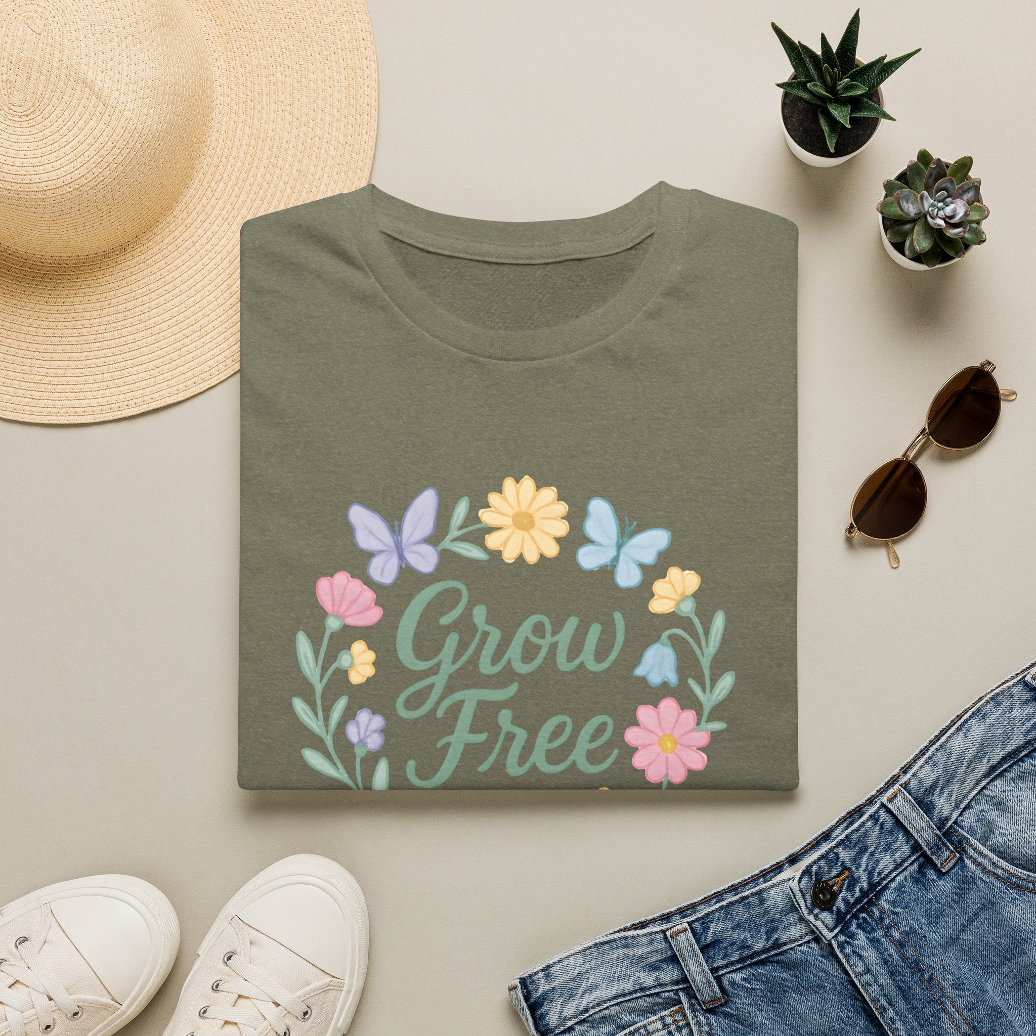 Grow Free Floral Wreath T-Shirt