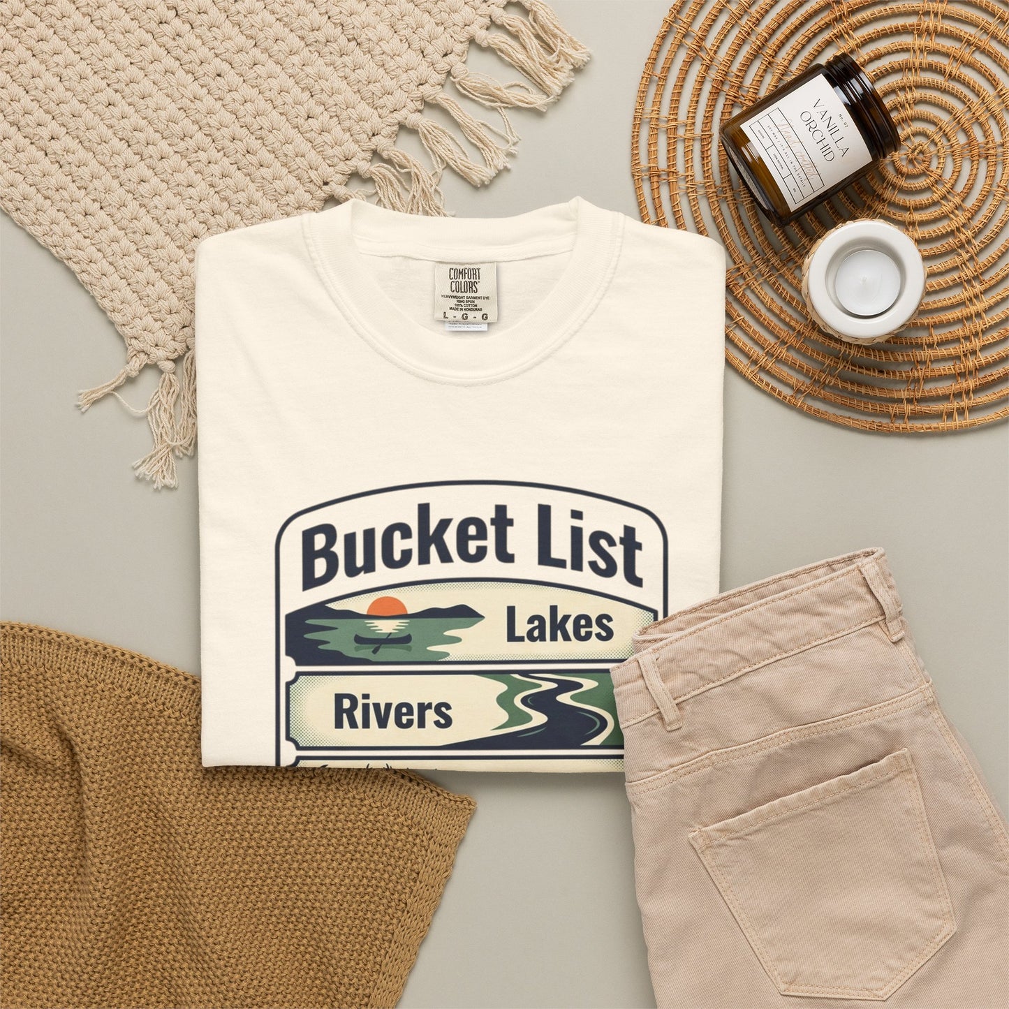 Bucket List Outdoors T‑Shirt — Lakes, Rivers, Wildlife, Trees, Festivals & Campsites