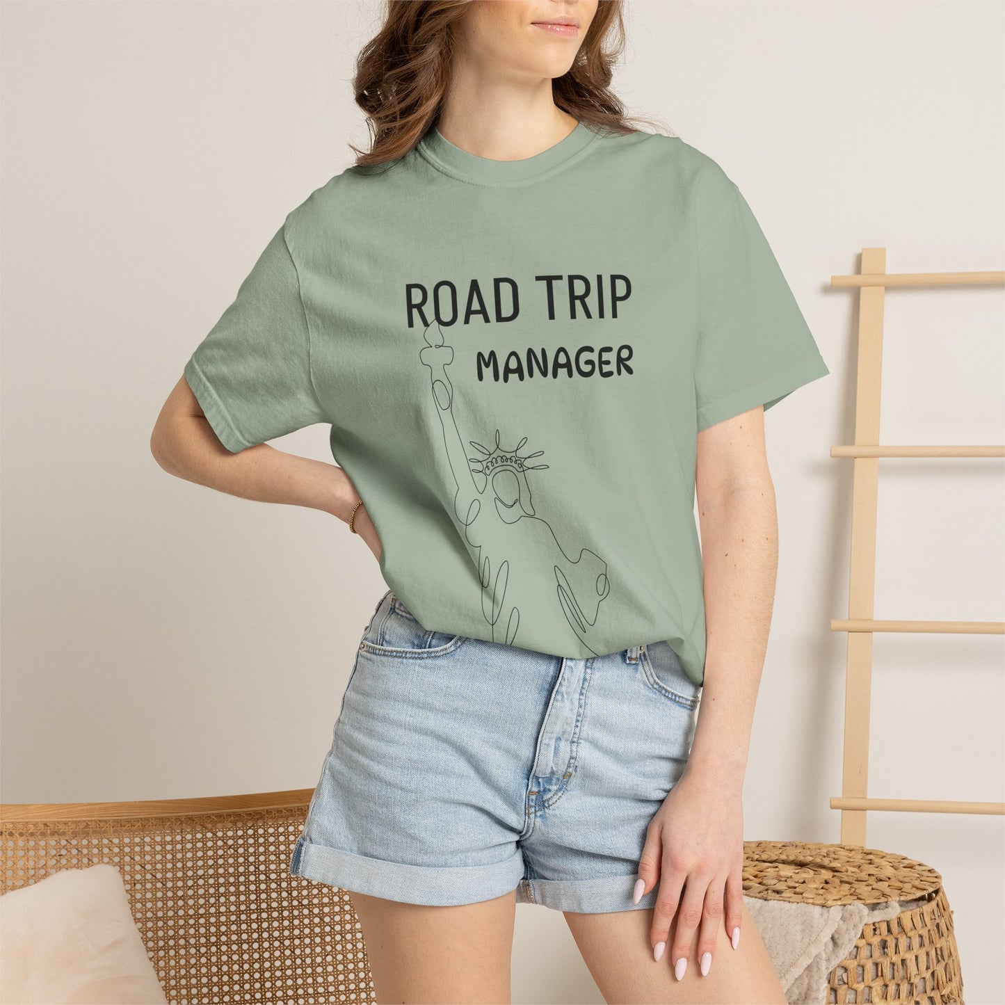Road Trip Manager T-Shirt — Funny Travel Tee with Retro Line Art