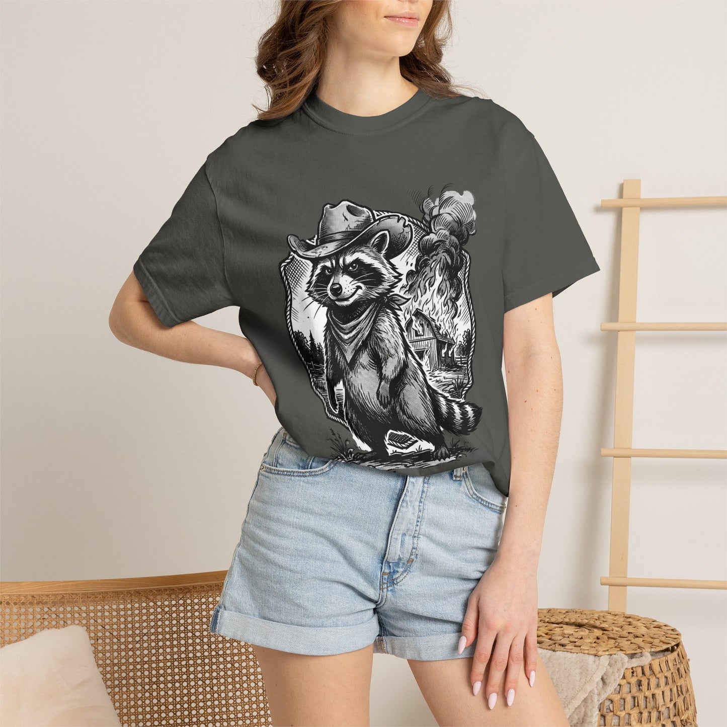 Raccoon Cowboy T‑Shirt — Vintage Western Forest Graphic Tee