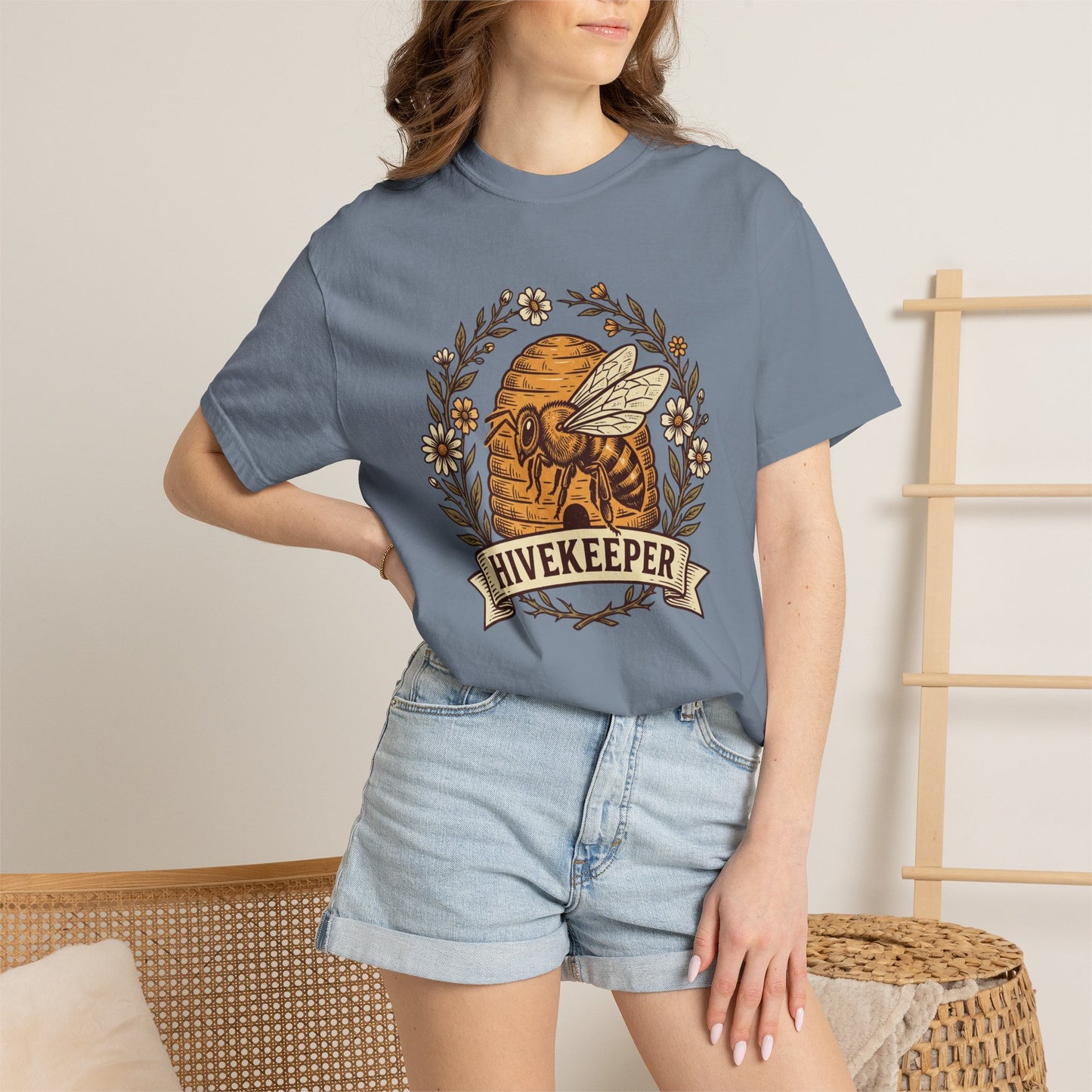 Beekeeper Graphic T-Shirt – 'Hivekeeper' Vintage Bee & Beehive Design