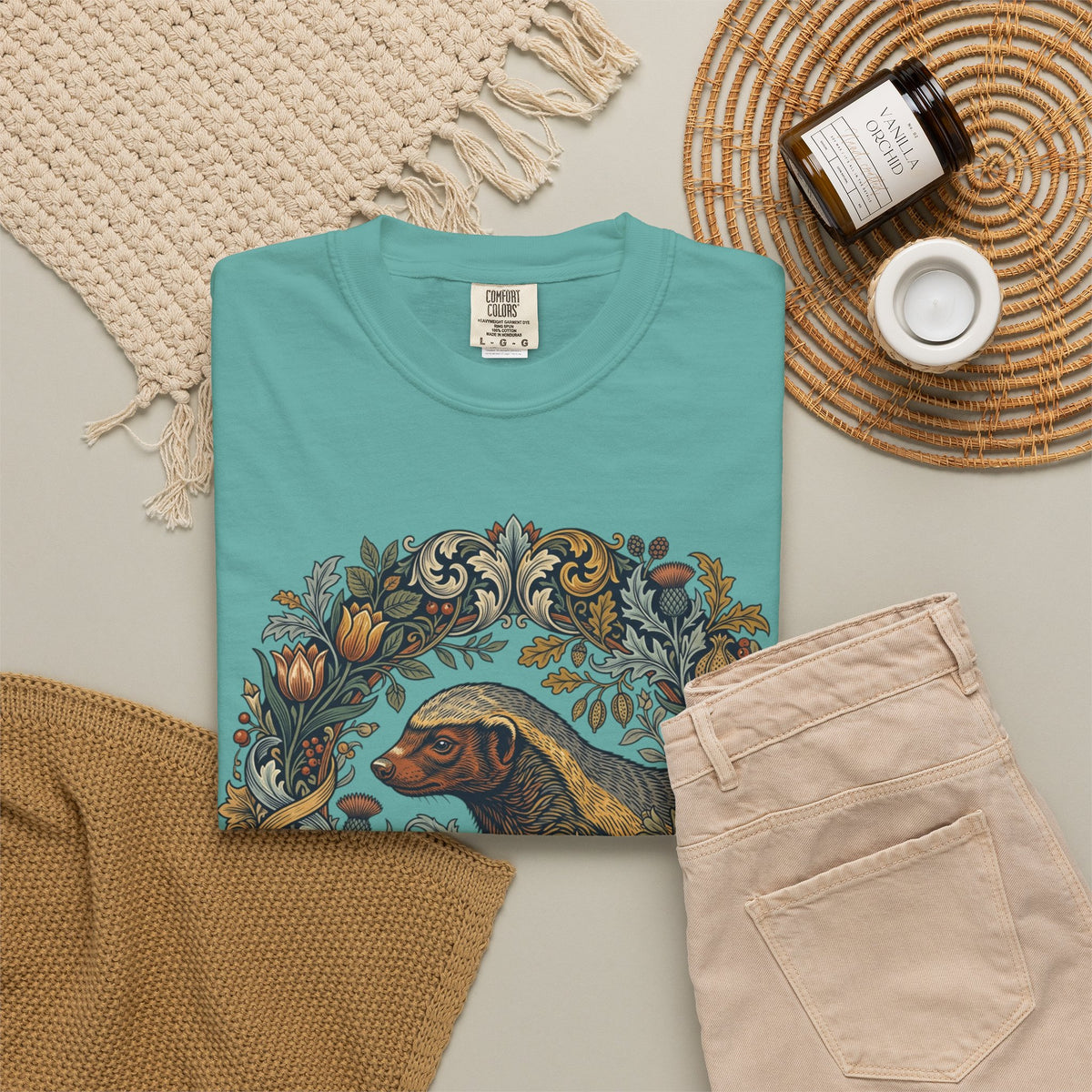 Dog Floral Circle T-Shirt — Botanical Labrador Graphic Tee