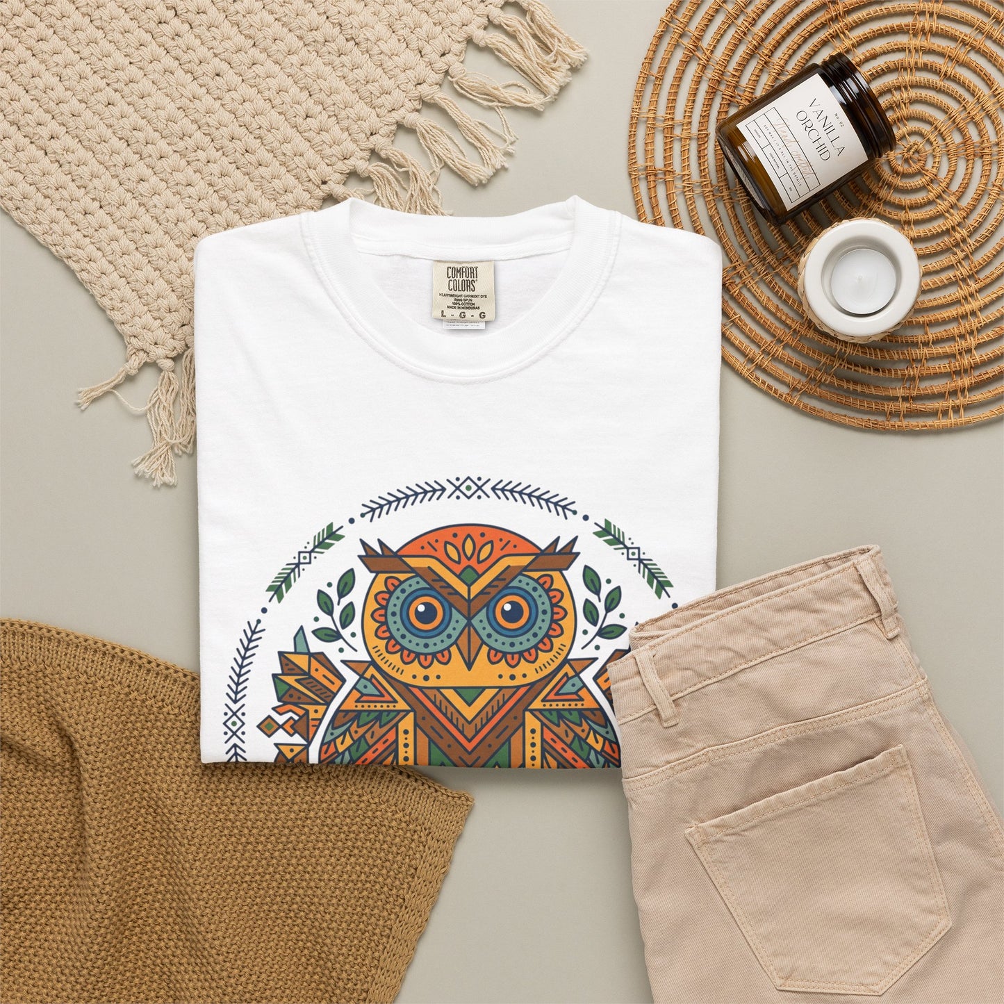 Boho Tribal Owl T-Shirt — Geometric Owl Graphic Tee