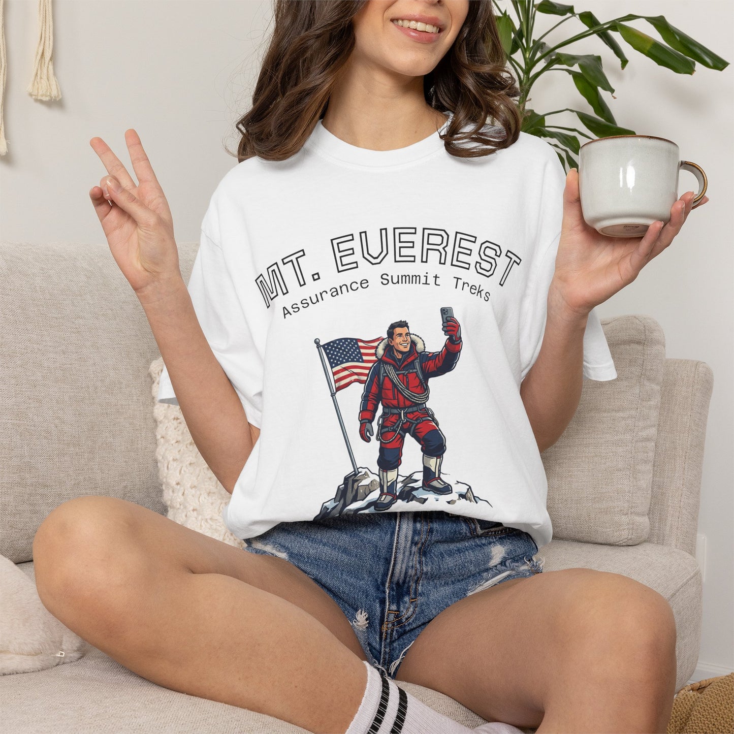 Mt. Everest Climber Graphic T‑Shirt — "Bob's Final Selfie at the Summit"