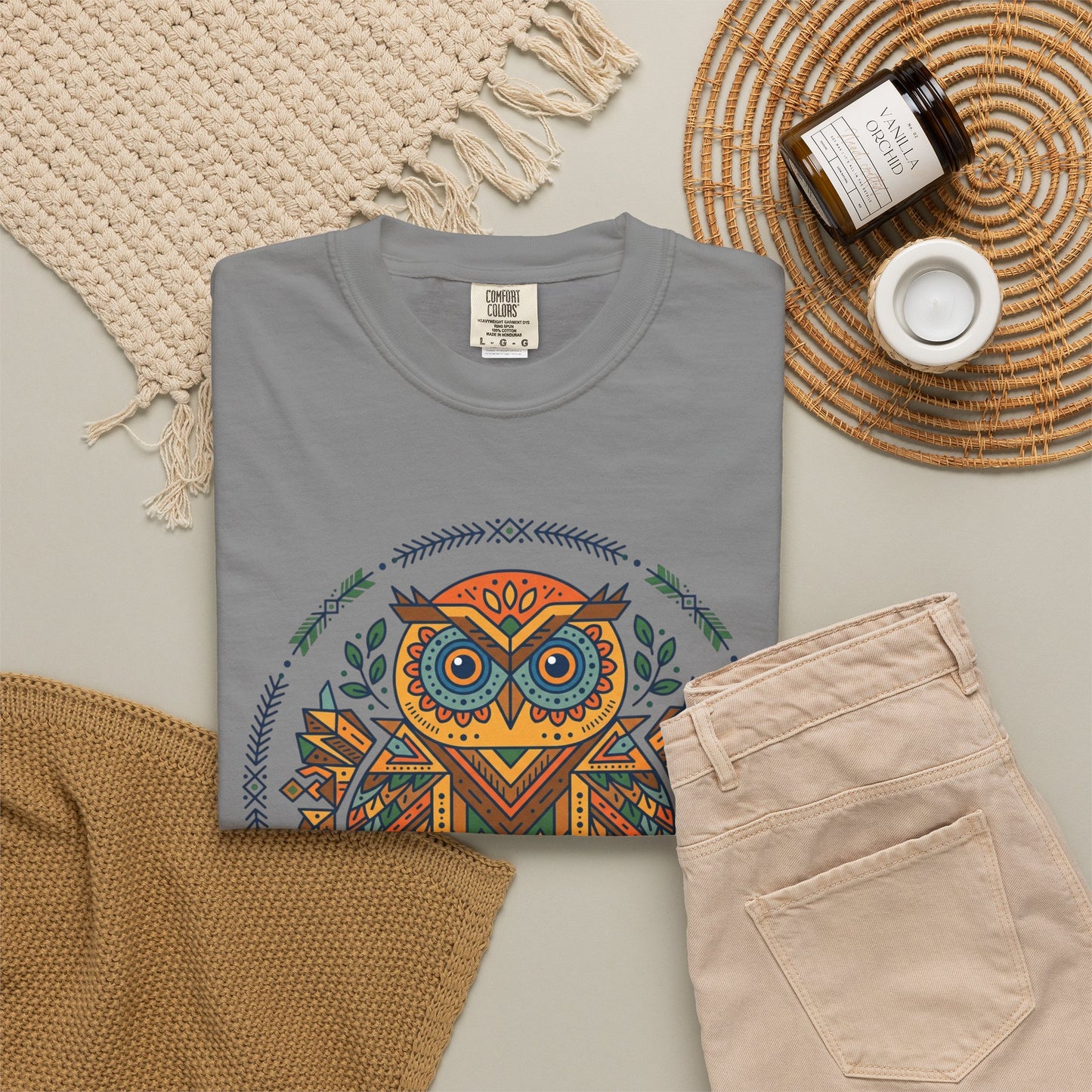 Boho Tribal Owl T-Shirt — Geometric Owl Graphic Tee