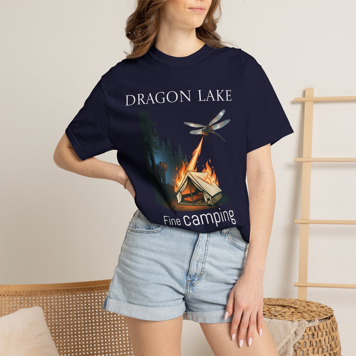 T-Shirt — 'Dragon Lake Fine Camping' Vintage Campfire Graphic Tee