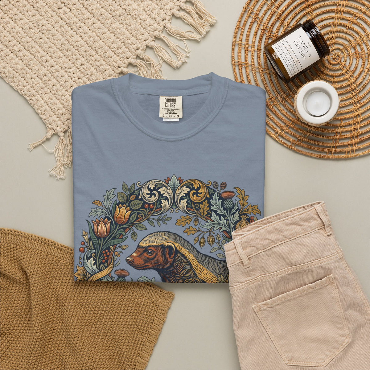 Dog Floral Circle T-Shirt — Botanical Labrador Graphic Tee