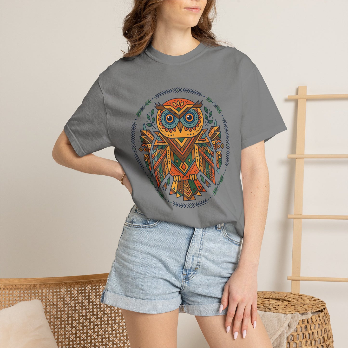 Boho Tribal Owl T-Shirt — Geometric Owl Graphic Tee