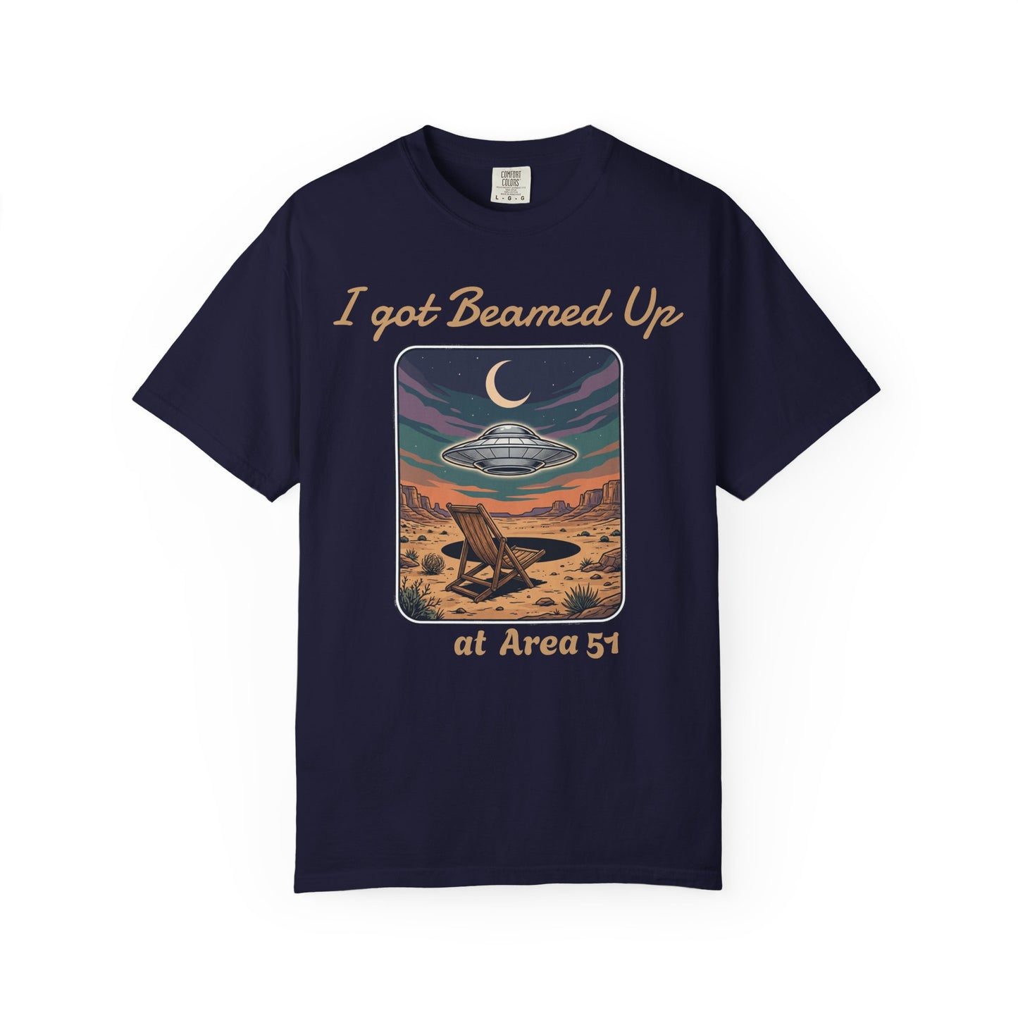 Area 51 UFO T-Shirt — "I Got Beamed Up at Area 51" Vintage Alien Graphic Tee