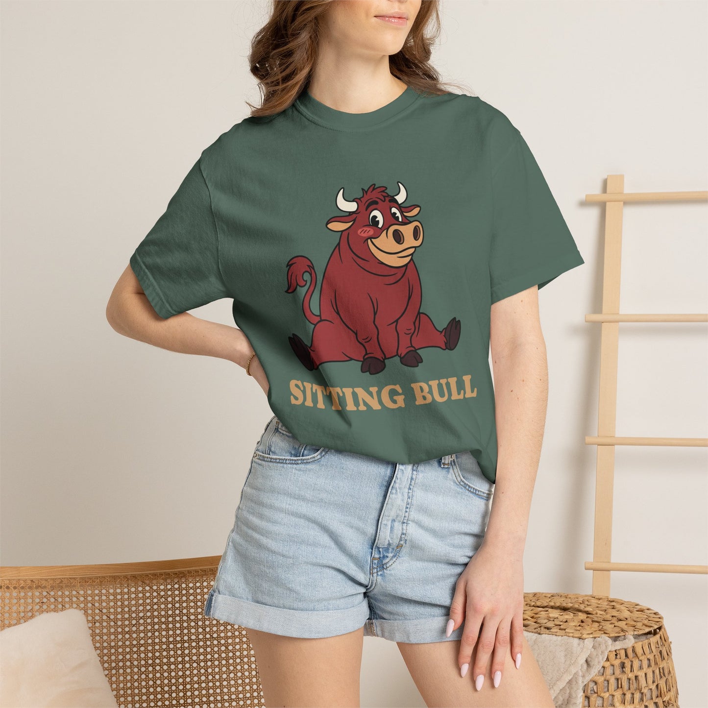 Sitting Bull Cartoon T-Shirt — Cute Sitting Bull Graphic Tee
