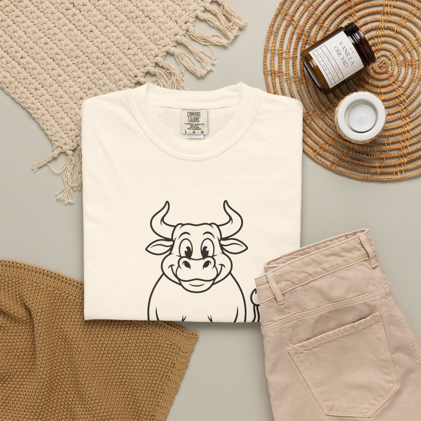 Sitting Bull Cute Cartoon Bull T‑Shirt — Playful Farm Animal Graphic Tee