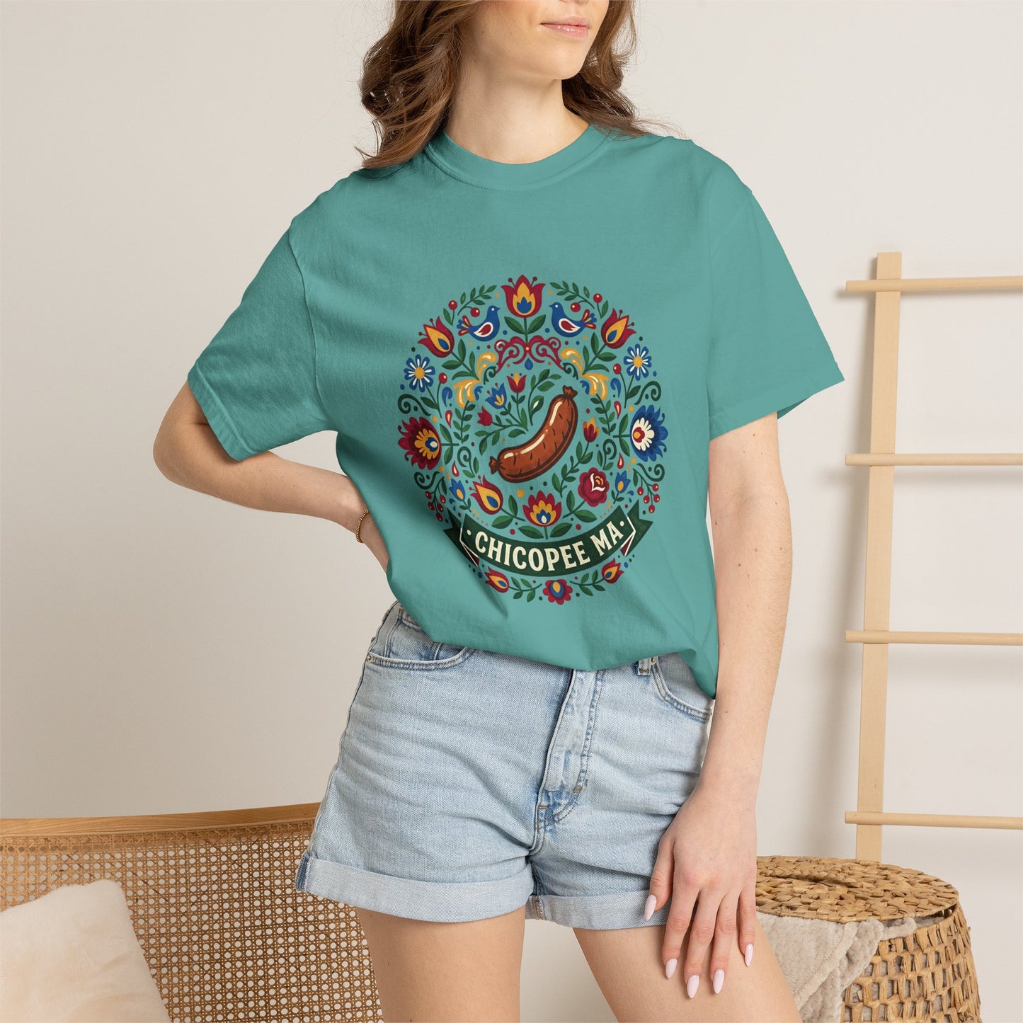 Small Town USA Chicopee MA Folk Art Polish Sausage T-Shirt