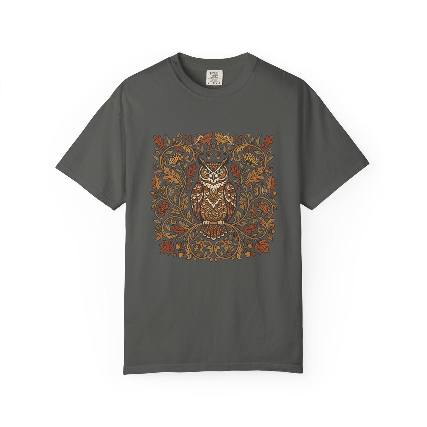 Vintage Floral Owl T-Shirt — Autumn Folk Art Graphic Tee