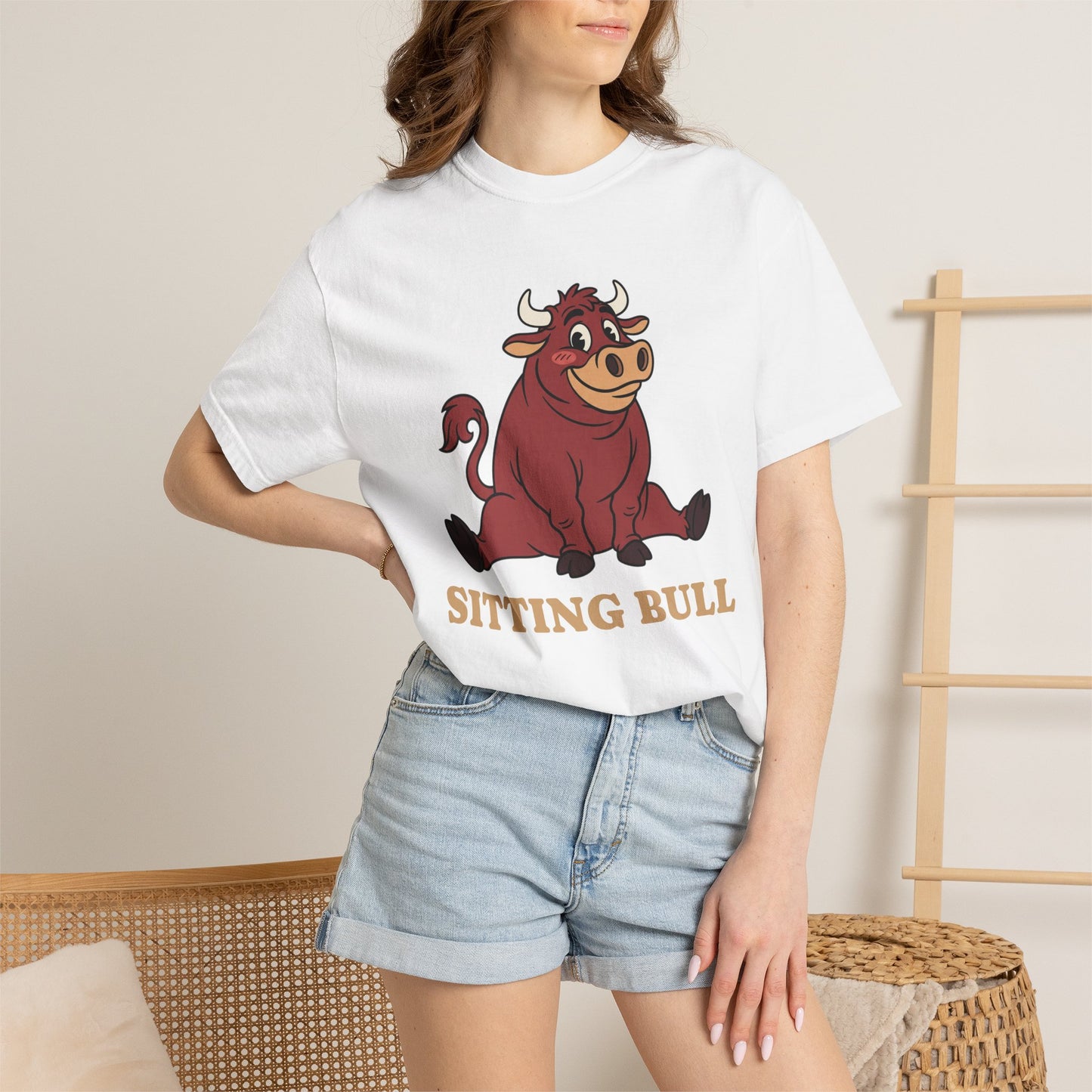 Sitting Bull Cartoon T-Shirt — Cute Sitting Bull Graphic Tee