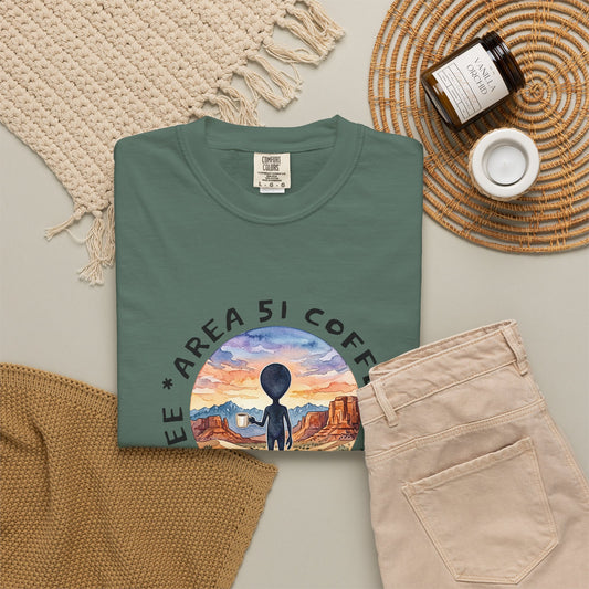 Area 51 Coffee Alien Graphic T-Shirt