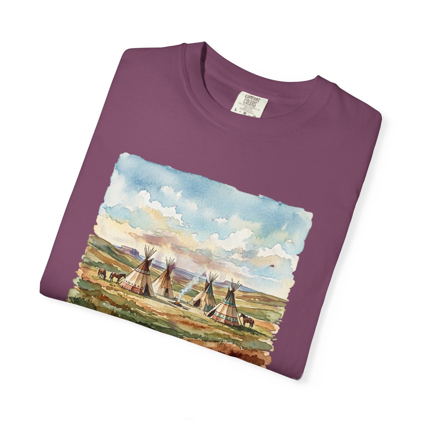 Prairie Tee with Teepee Landscape Print — Vintage Nature Graphic T-Shirt