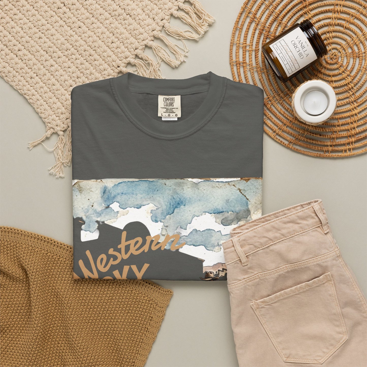 Western Sky Coffee T-Shirt — Vintage Cowboy Coffee Graphic Tee