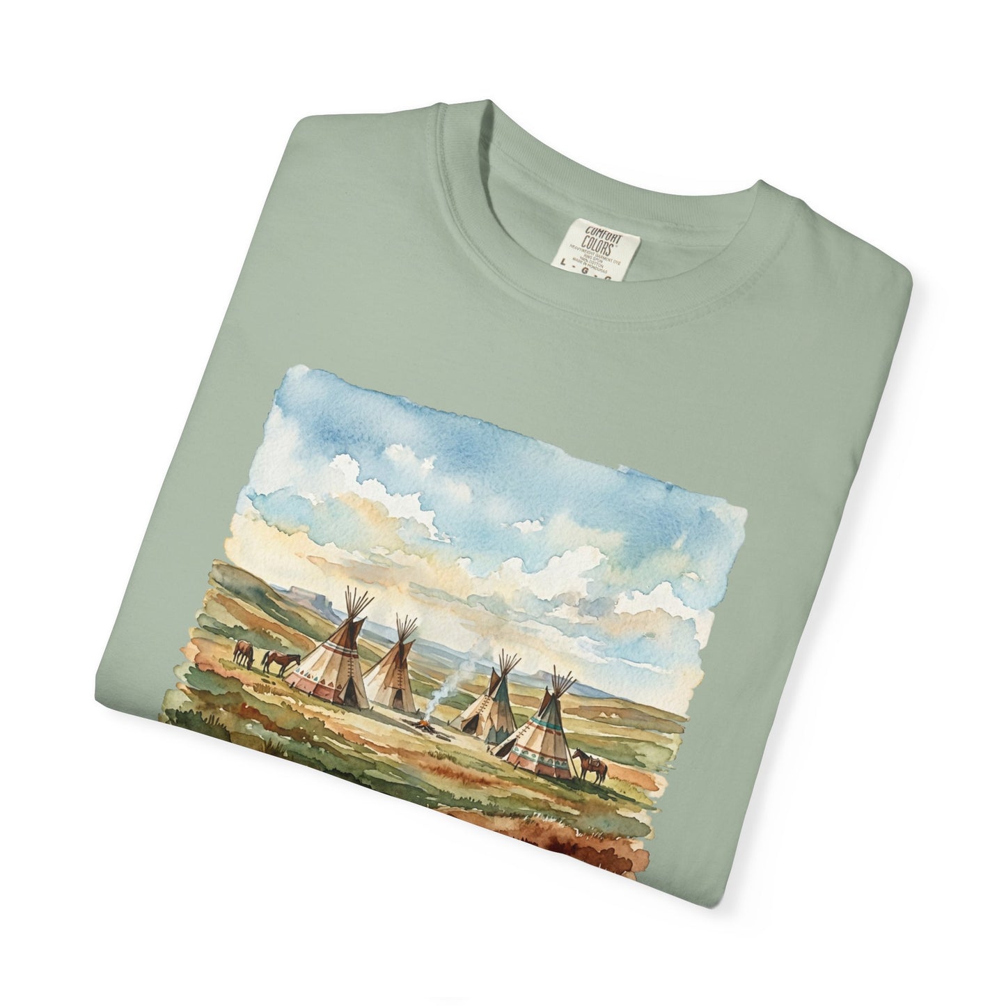 Prairie Tee with Teepee Landscape Print — Vintage Nature Graphic T-Shirt