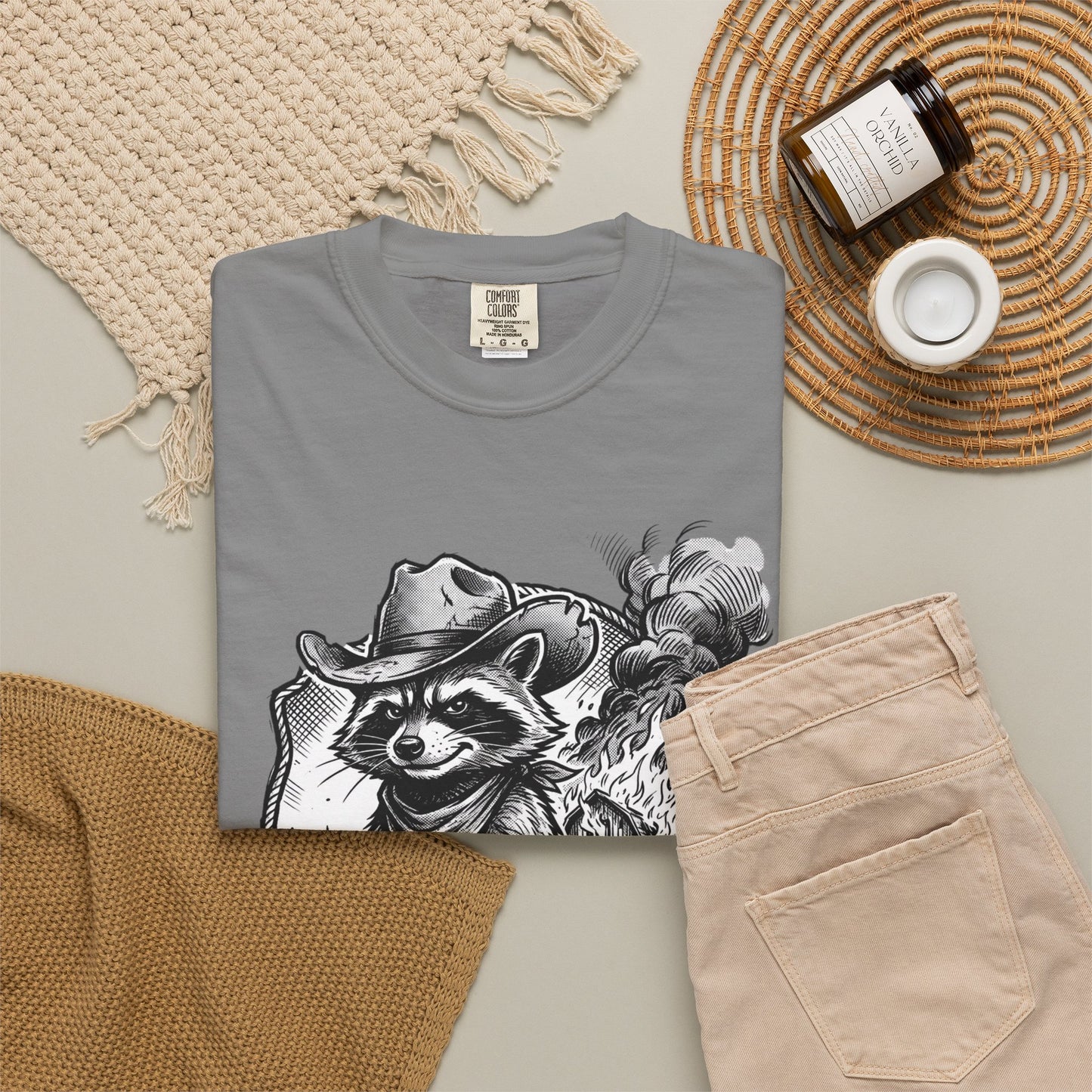 Raccoon Cowboy T‑Shirt — Vintage Western Forest Graphic Tee
