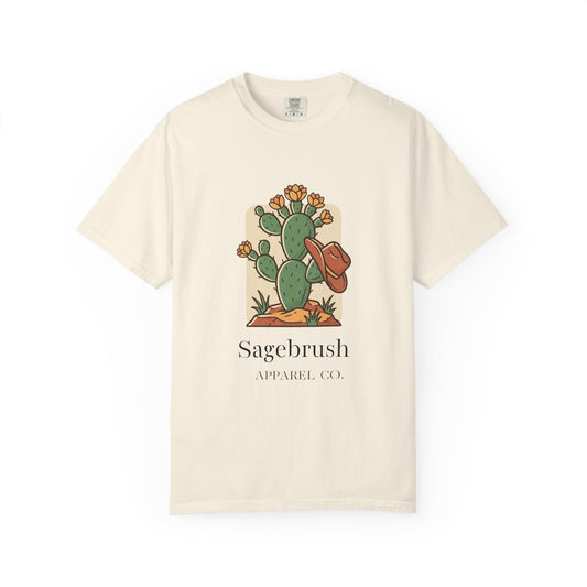 Sagebrush Cactus Graphic T-Shirt — Desert Floral & Cowboy Hat Tee