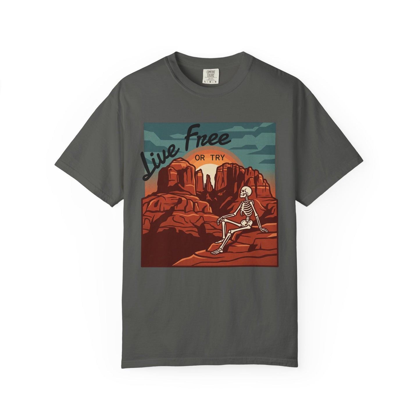 Live Free or Try T-Shirt — Desert Skeleton Graphic Tee