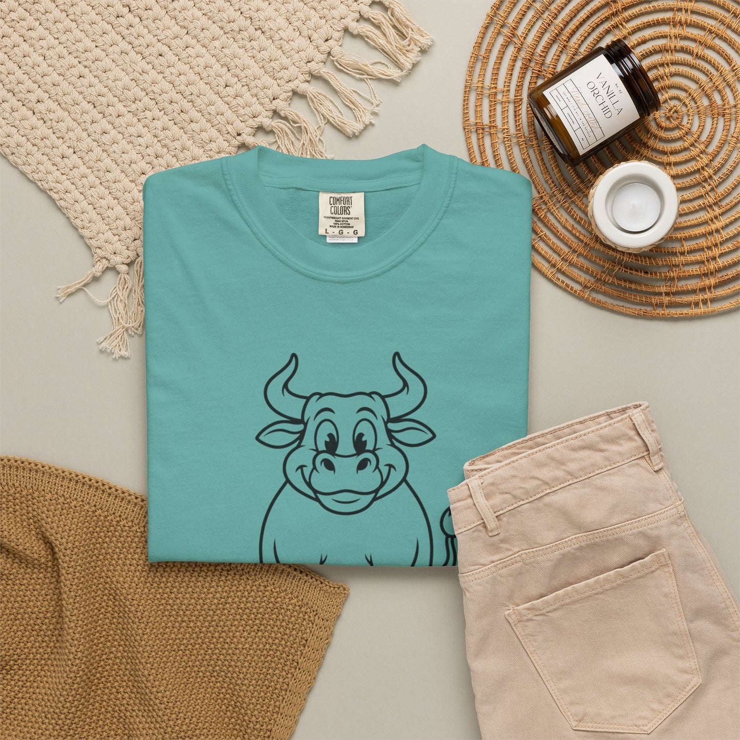 Sitting Bull Cute Cartoon Bull T‑Shirt — Playful Farm Animal Graphic Tee