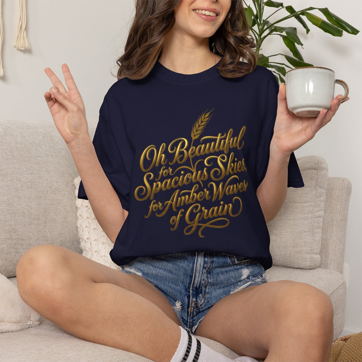 Oh Beautiful For Spacious Skies T-Shirt — Vintage Patriotic Americana Tee