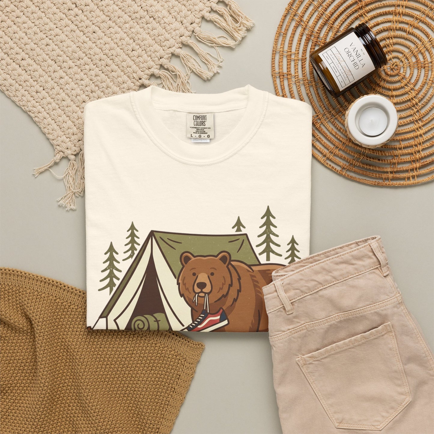 Camping Bear T-Shirt – Cute Bear with Tent Camping Graphic Tee