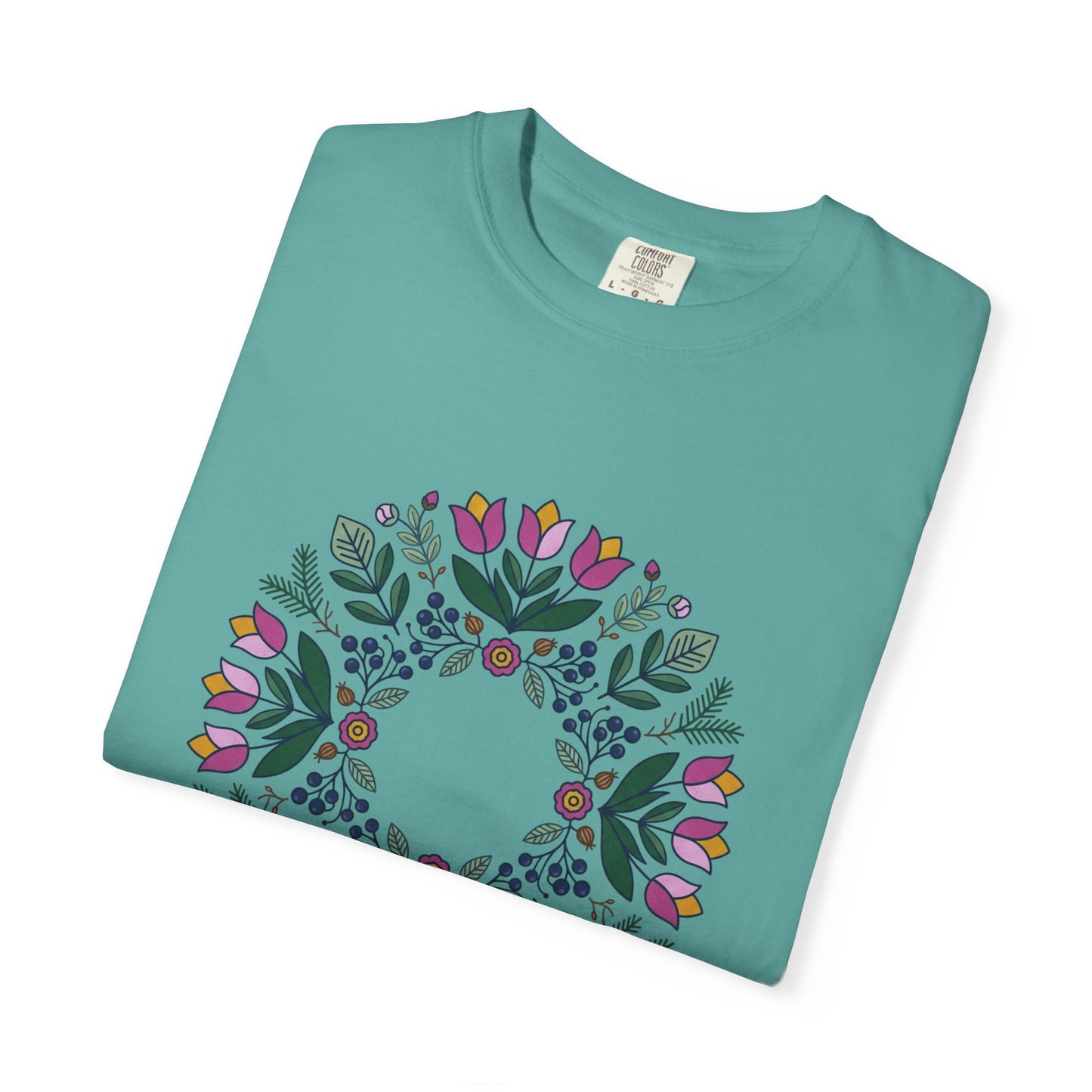Floral Wreath T-Shirt — Botanical Circle Graphic Tee