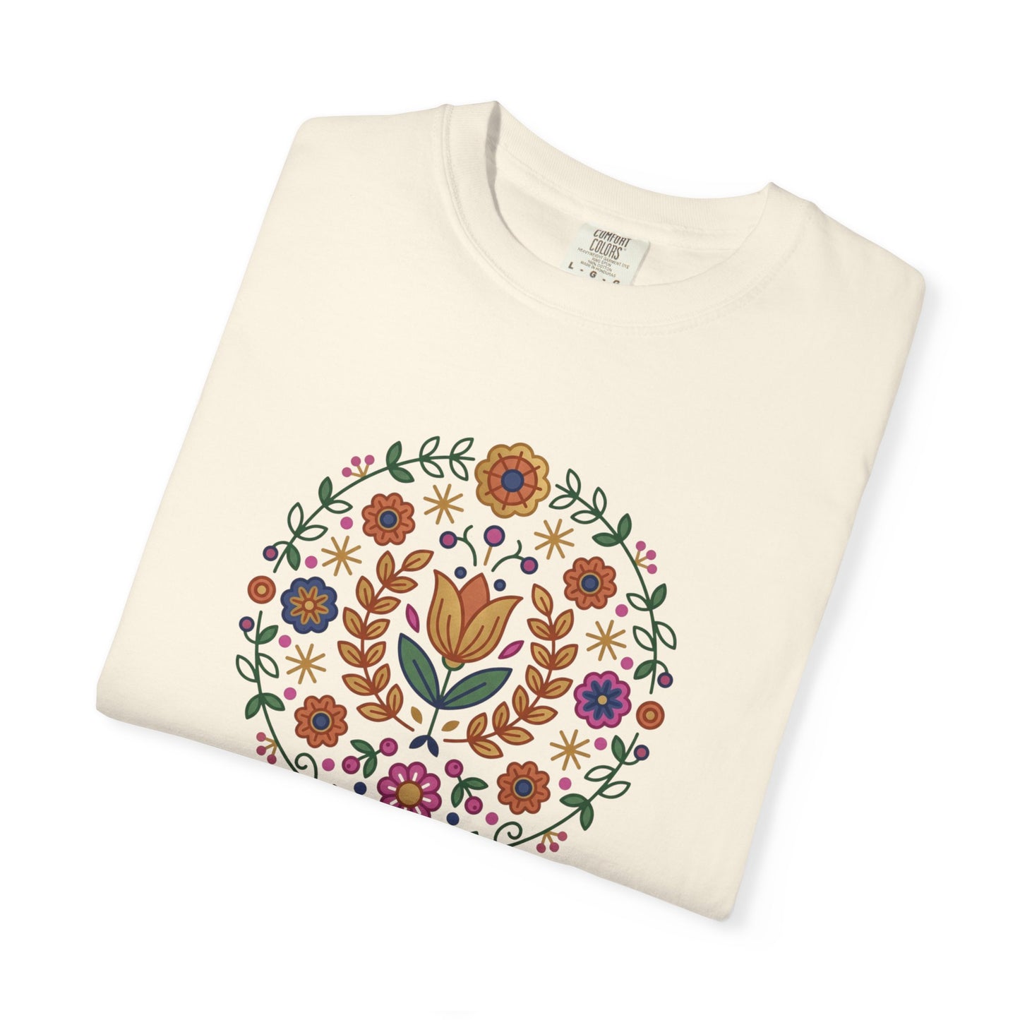 For Flower Lovers T-Shirt — Floral Wreath Nordic Folkart