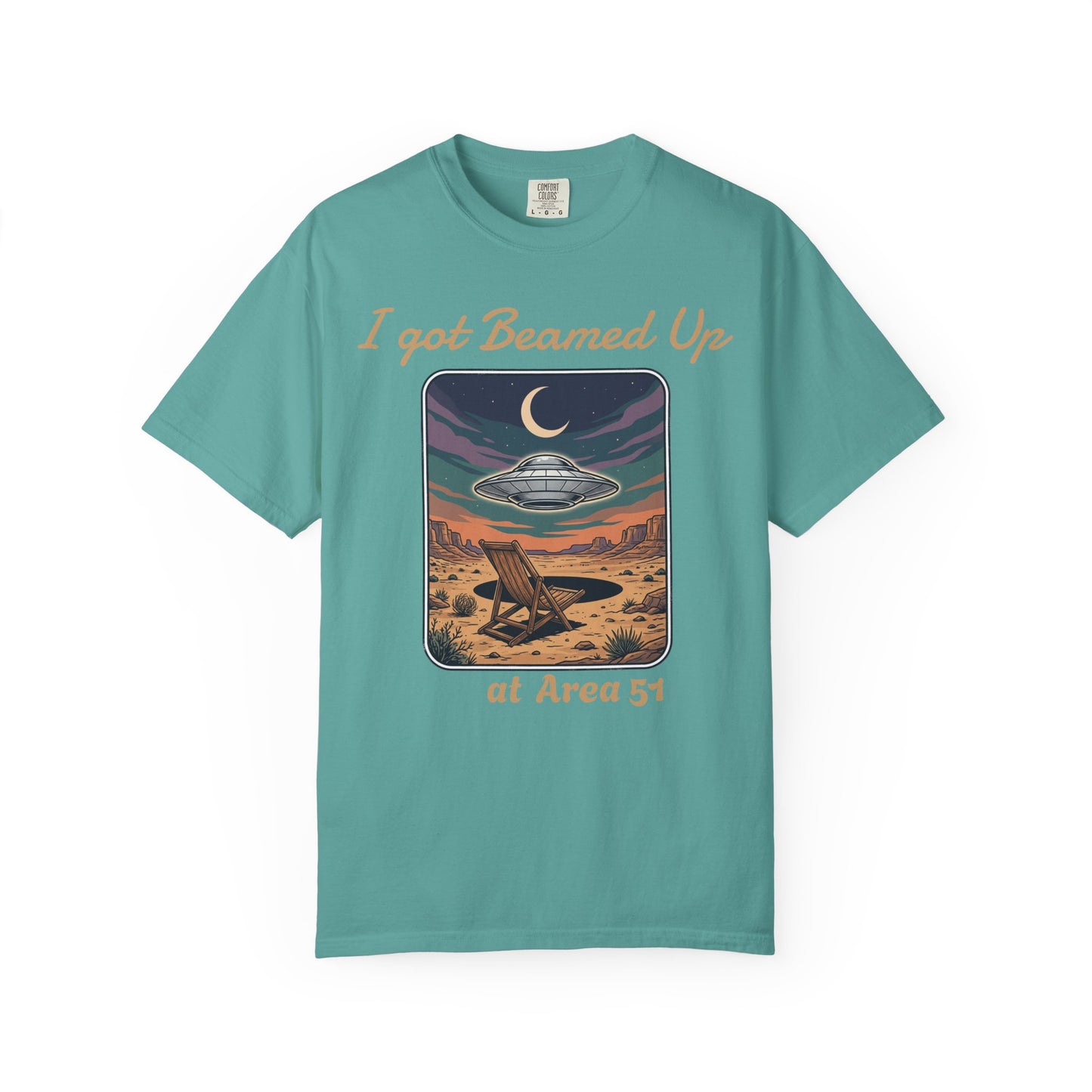 Area 51 UFO T-Shirt — "I Got Beamed Up at Area 51" Vintage Alien Graphic Tee