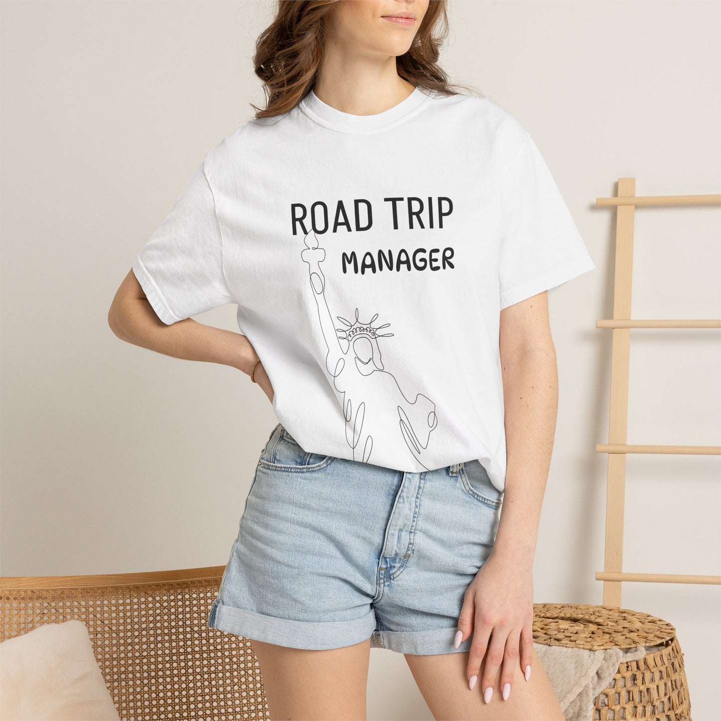 Road Trip Manager T-Shirt — Funny Travel Tee with Retro Line Art