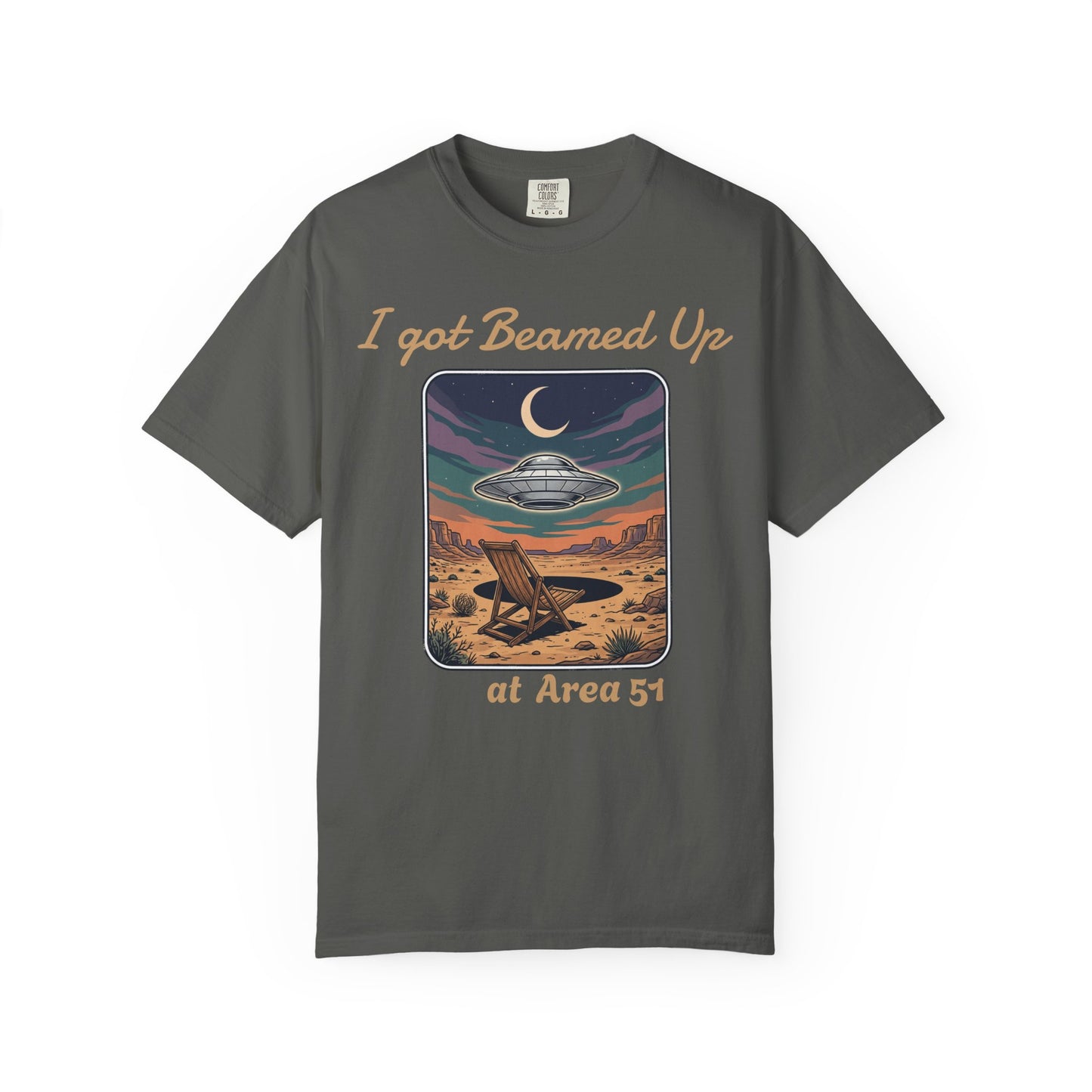Area 51 UFO T-Shirt — "I Got Beamed Up at Area 51" Vintage Alien Graphic Tee