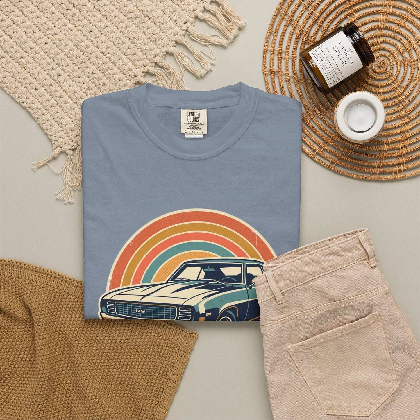 '69 Camaro Retro Muscle Car T-Shirt — Vintage Sunset Classic Car Tee