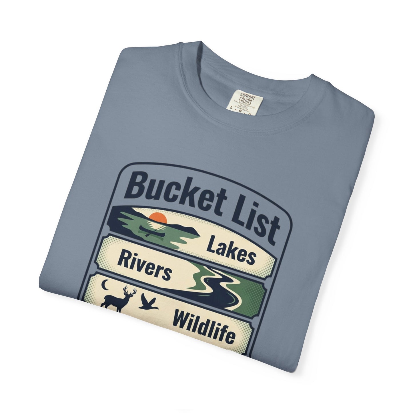 Bucket List Outdoors T‑Shirt — Lakes, Rivers, Wildlife, Trees, Festivals & Campsites