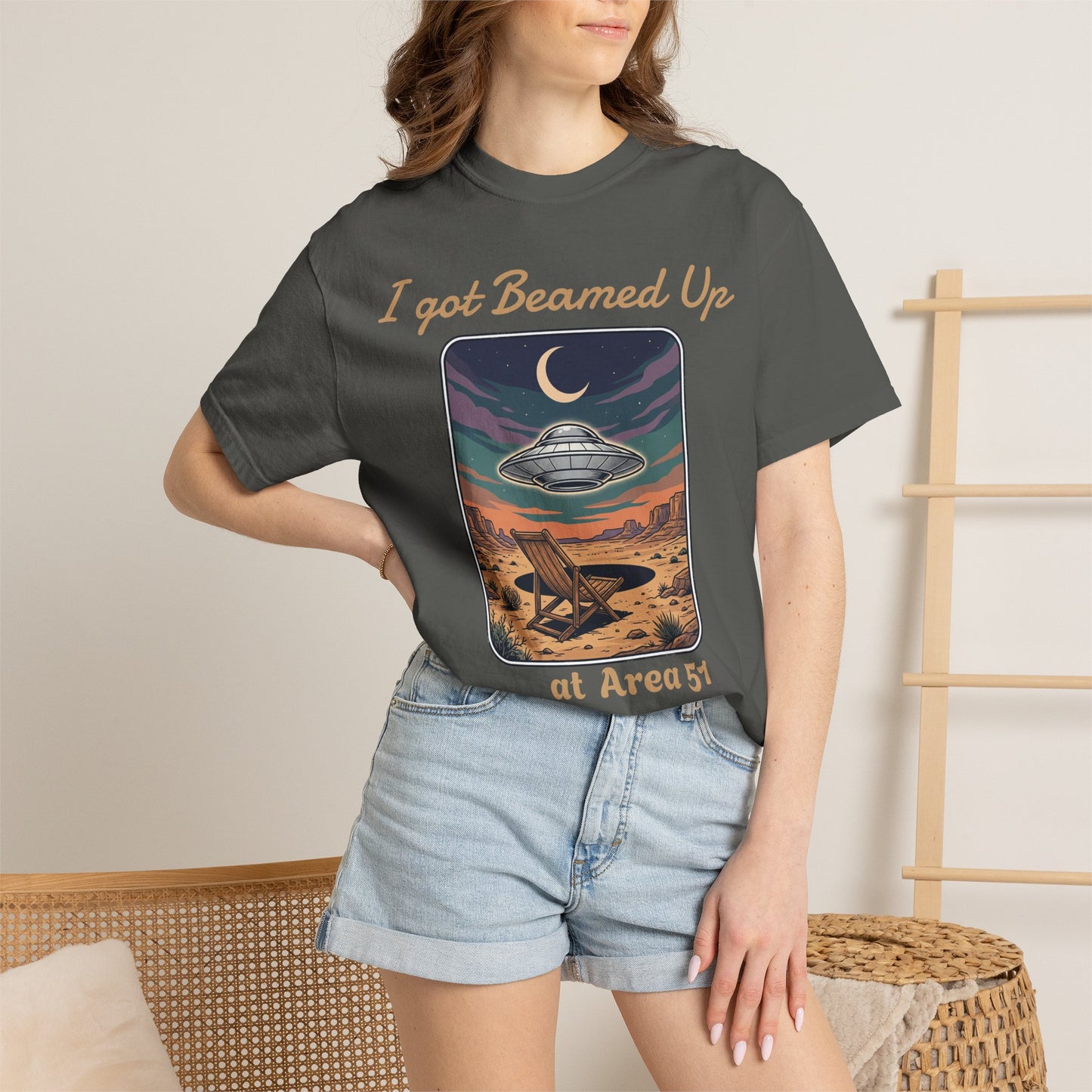 Area 51 UFO T-Shirt — "I Got Beamed Up at Area 51" Vintage Alien Graphic Tee
