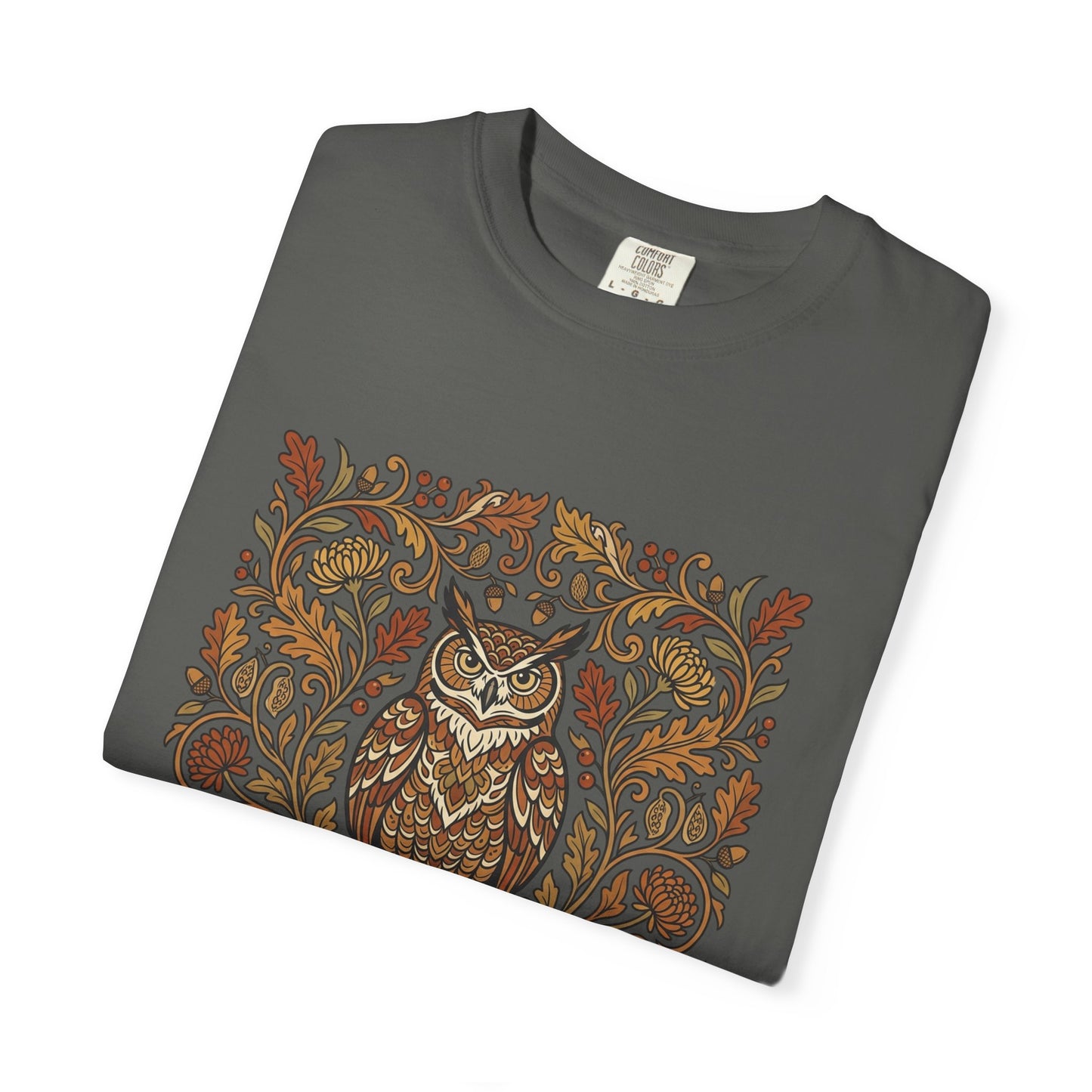 Vintage Floral Owl T-Shirt — Autumn Folk Art Graphic Tee