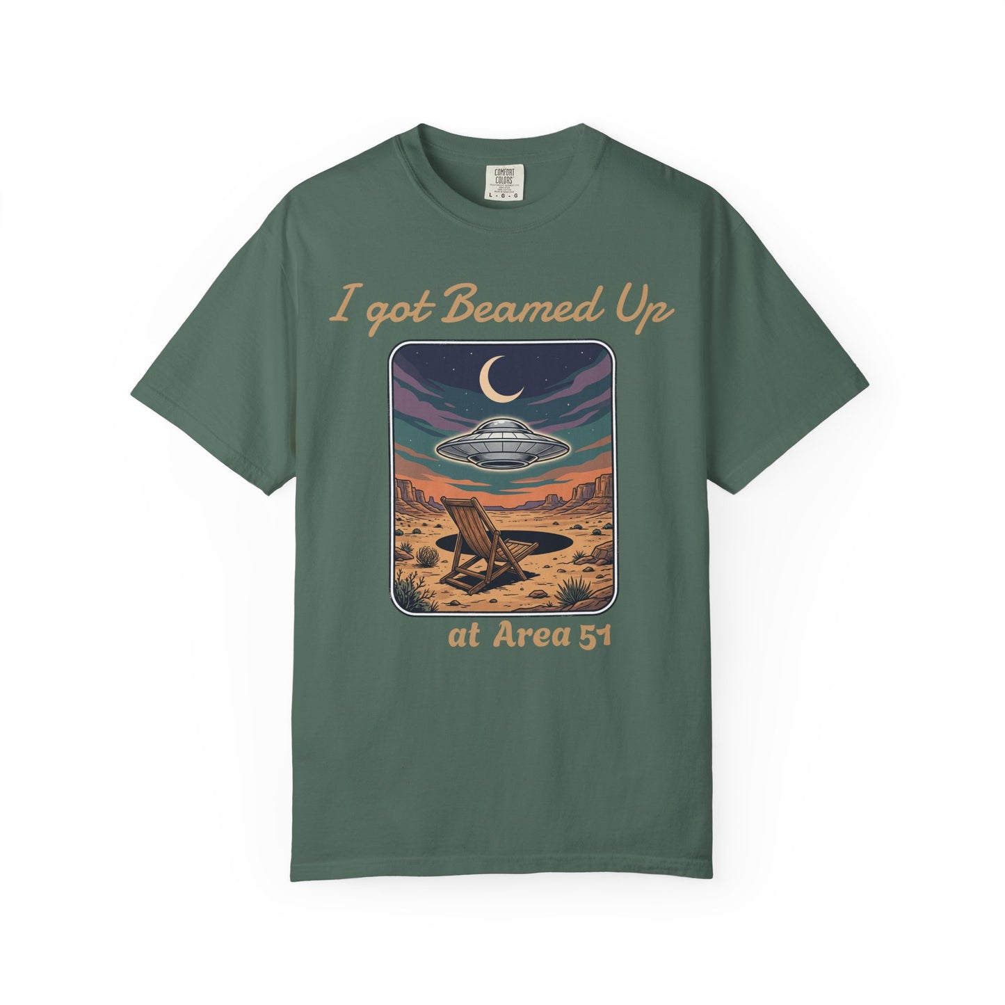Area 51 UFO T-Shirt — "I Got Beamed Up at Area 51" Vintage Alien Graphic Tee
