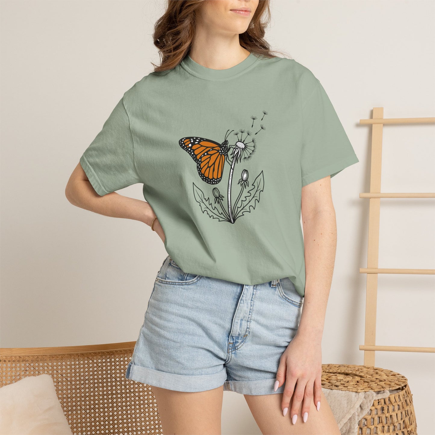 Butterfly & Dandelion T-Shirt — Monarch Nature Graphic Tee