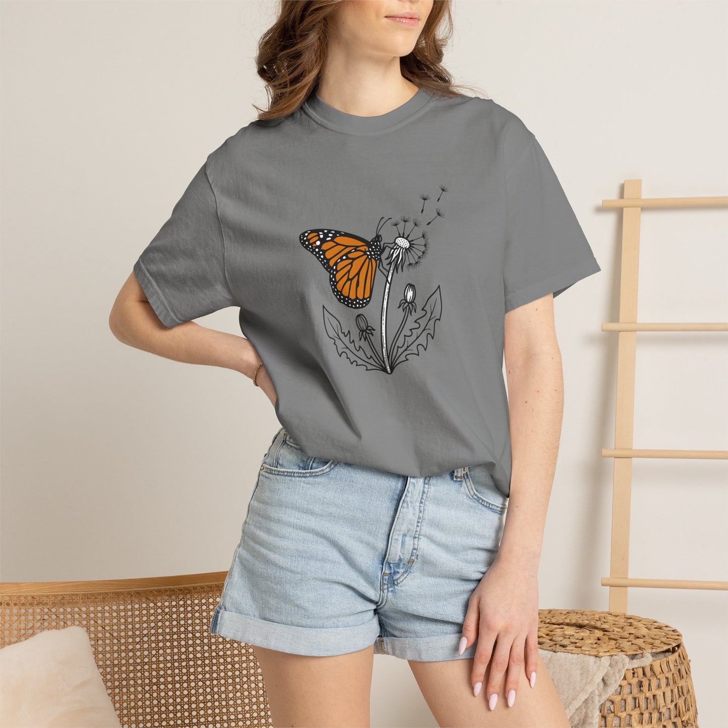 Butterfly & Dandelion T-Shirt — Monarch Nature Graphic Tee