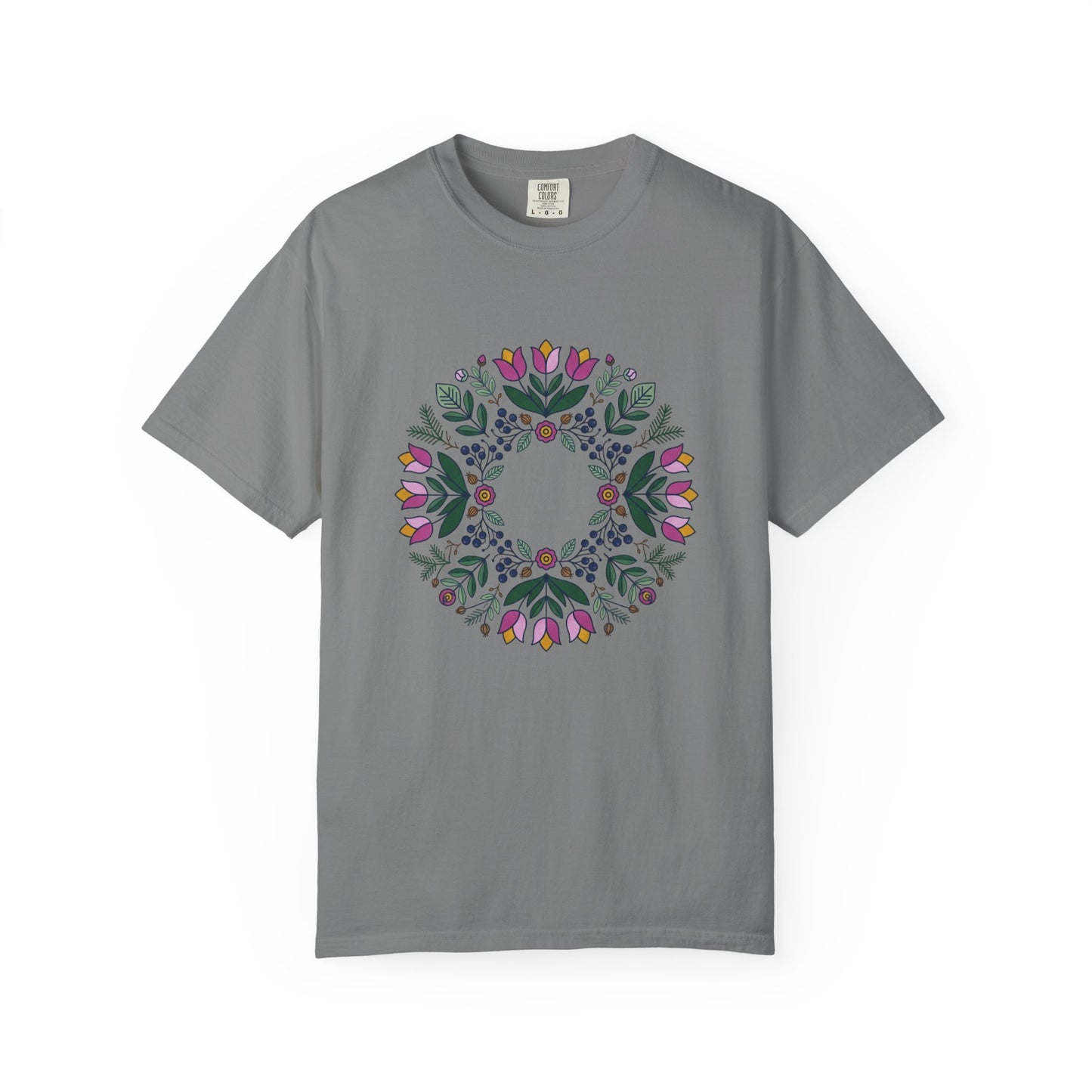 Floral Wreath T-Shirt — Botanical Circle Graphic Tee