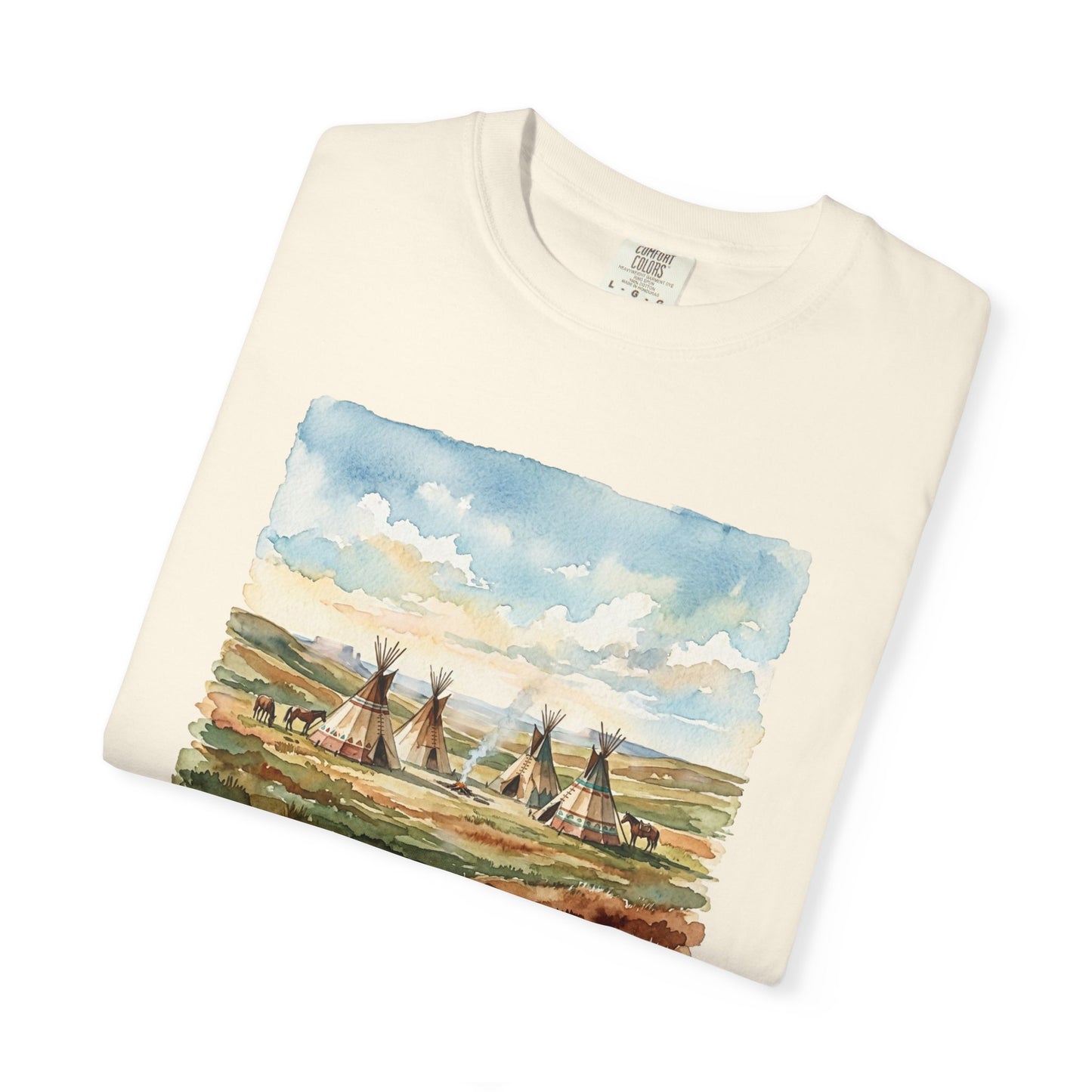 Prairie Tee with Teepee Landscape Print — Vintage Nature Graphic T-Shirt