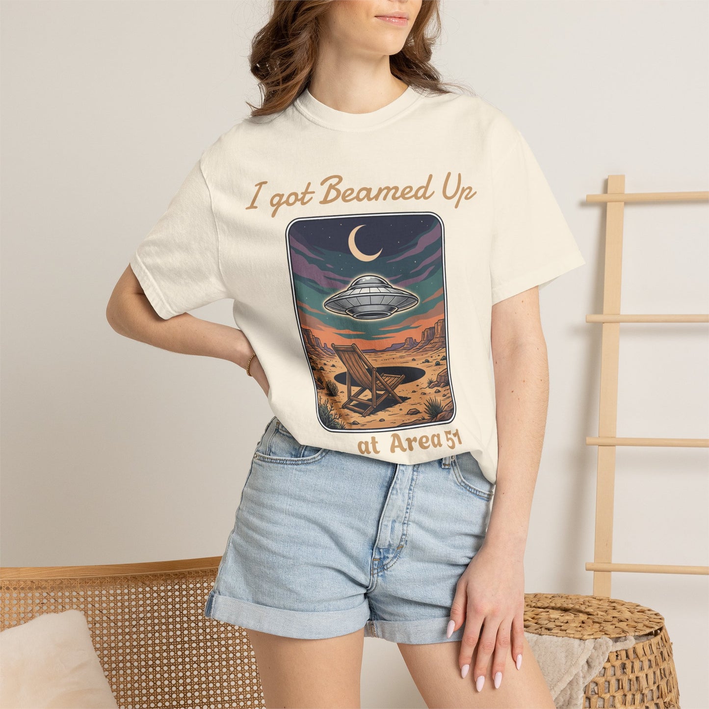 Area 51 UFO T-Shirt — "I Got Beamed Up at Area 51" Vintage Alien Graphic Tee